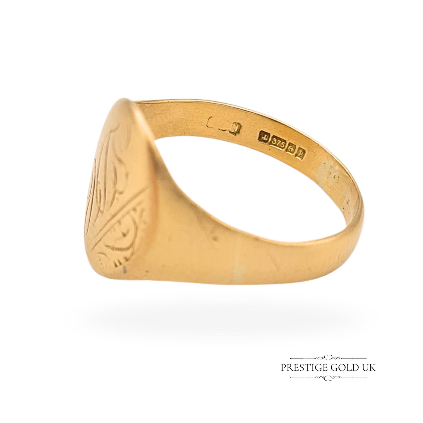 9ct Gold Large Engraved Monogram Signet Ring, UK S US 9, Birmingham 1989
