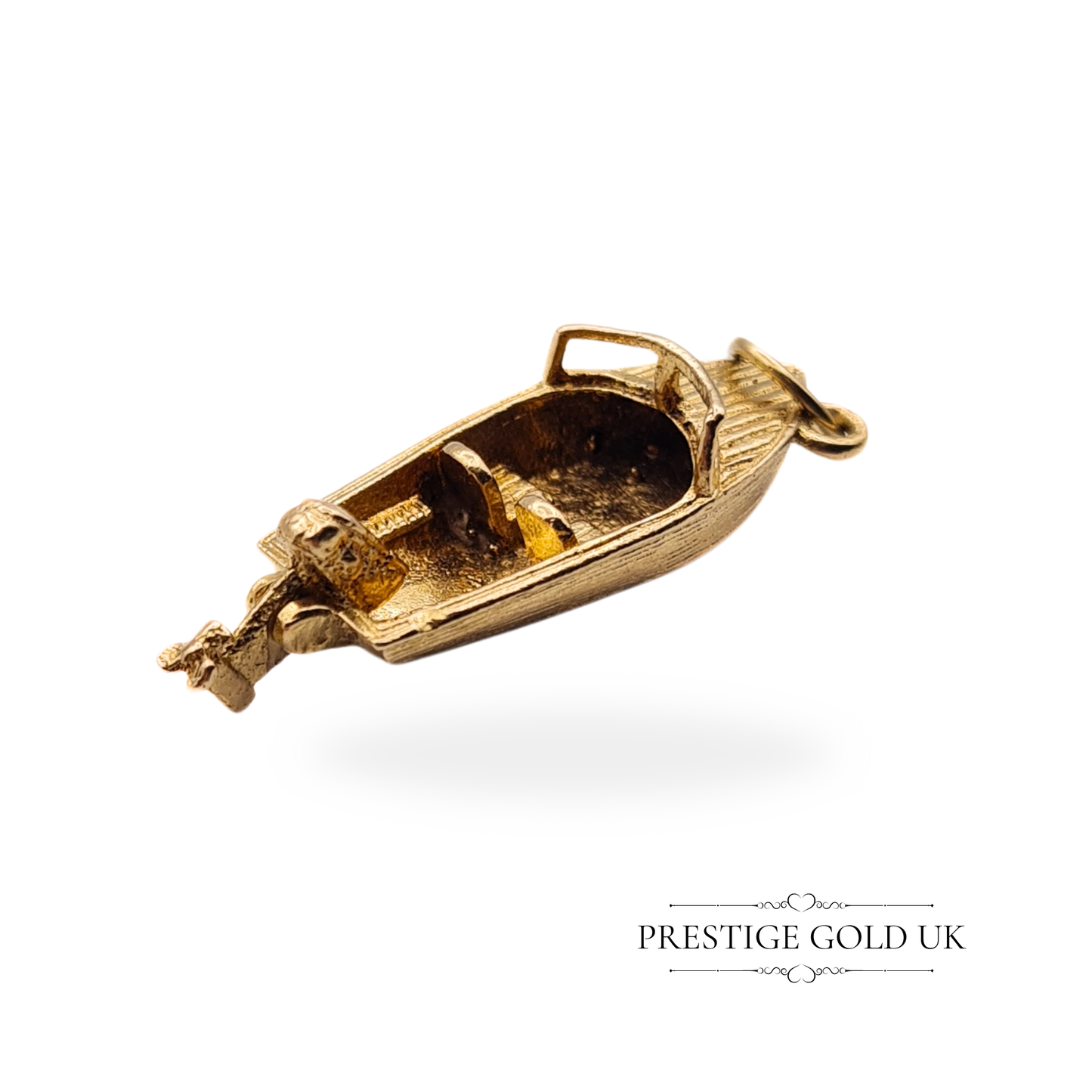 Vintage 9ct Gold Motorboat Charm with Moving Outboard Motor