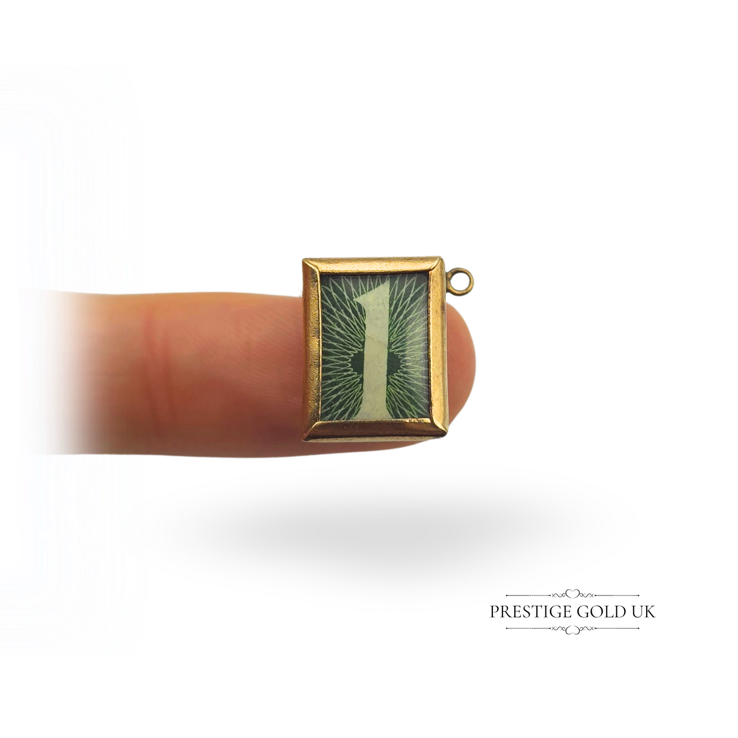 Vintage 9ct Gold Break Glass £1 Note Charm 15mm London 1975