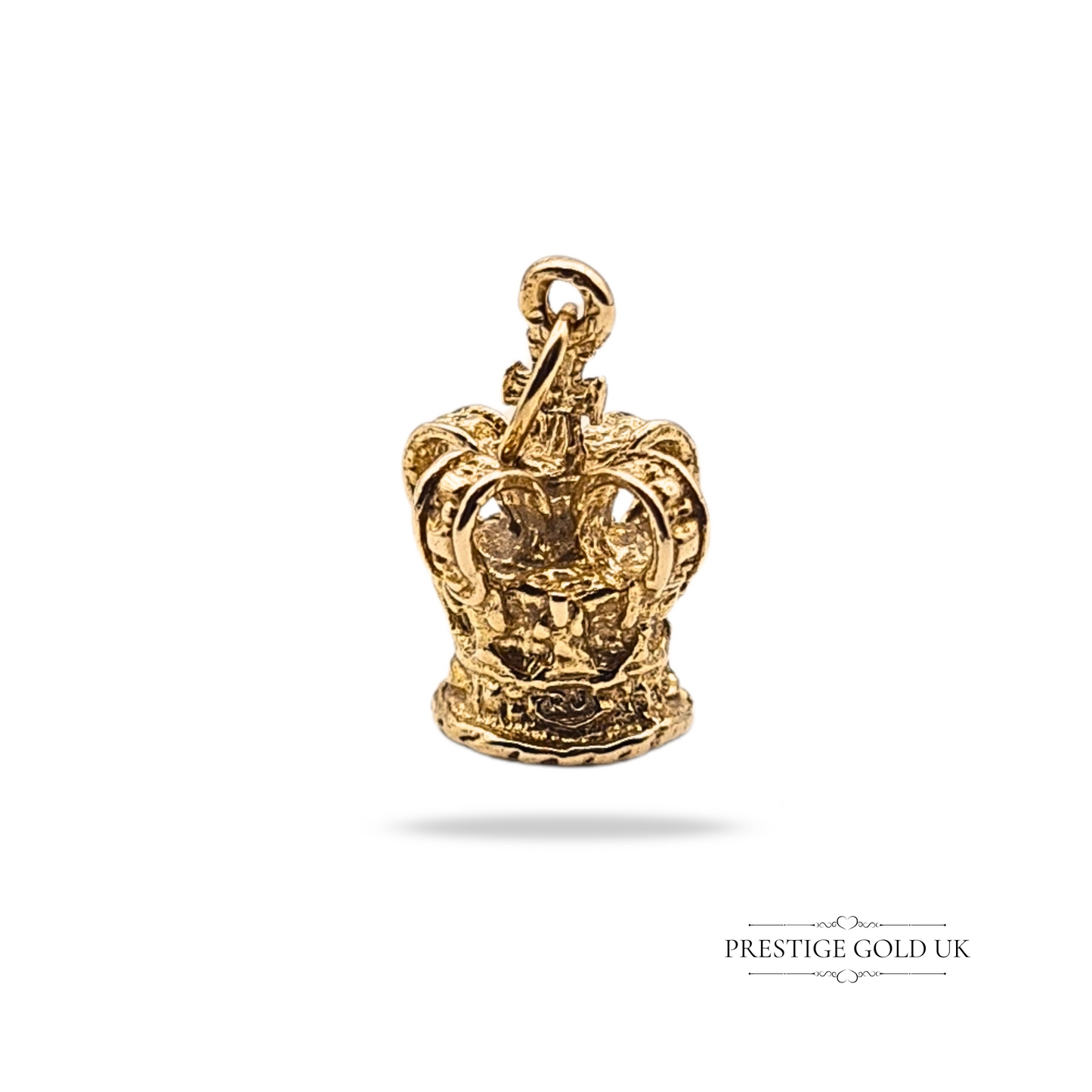 9ct Gold Crown Charm Pendant, Vintage Tiny Miniature Crown Charm for Bracelet