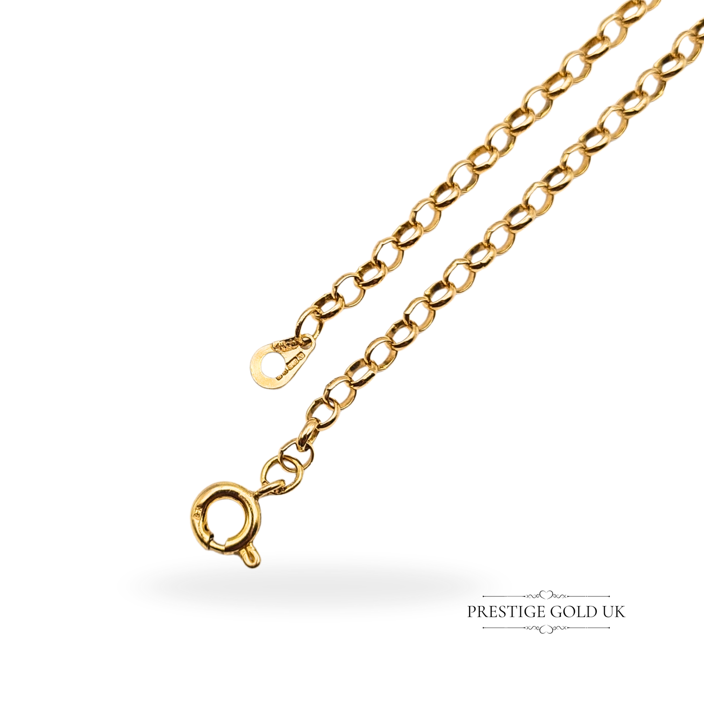 18" 9ct Gold Belcher Chain Necklace, Unisex Rolo Chain