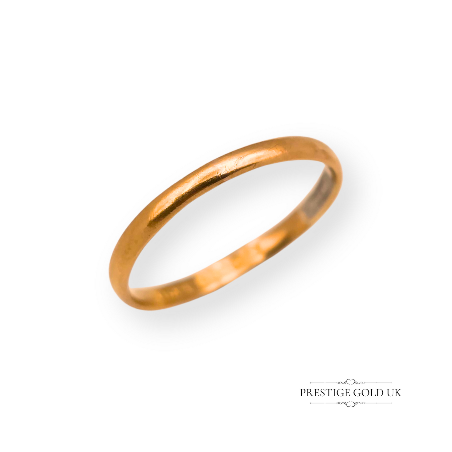 22ct Gold Skinny Wedding Band, UK I - US 4 1/2 - 2mm Wide, Fidelity