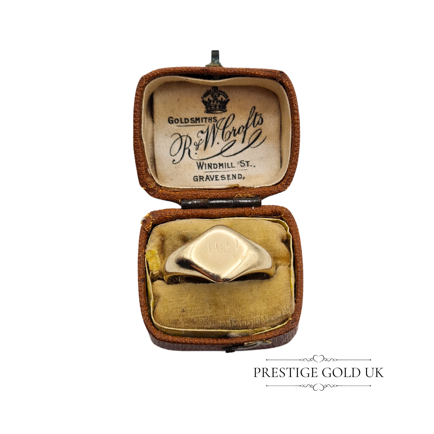 Antique 9ct Gold Heavy Signet Ring - Size UK R US 8 3/4 Euro 59