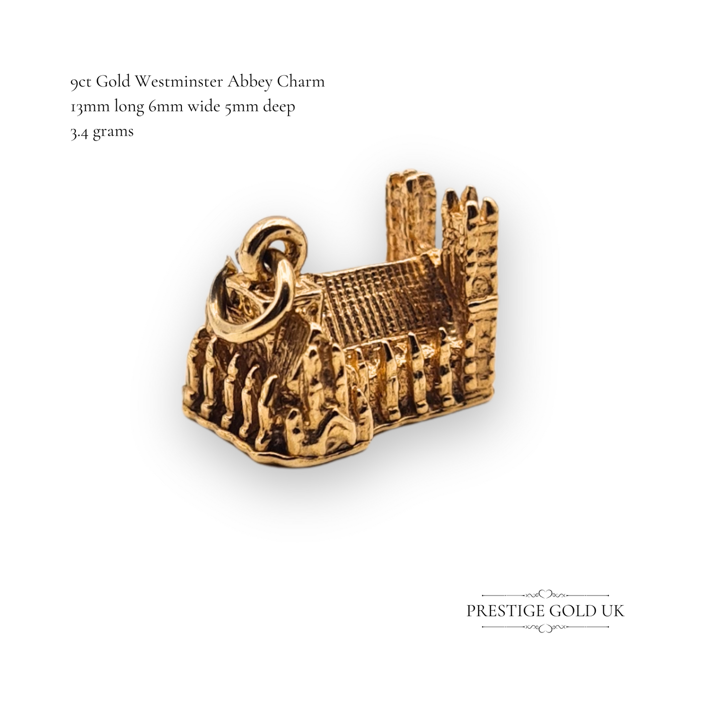 9ct Gold Westminster Abbey Charm Vintage UK London Landmark