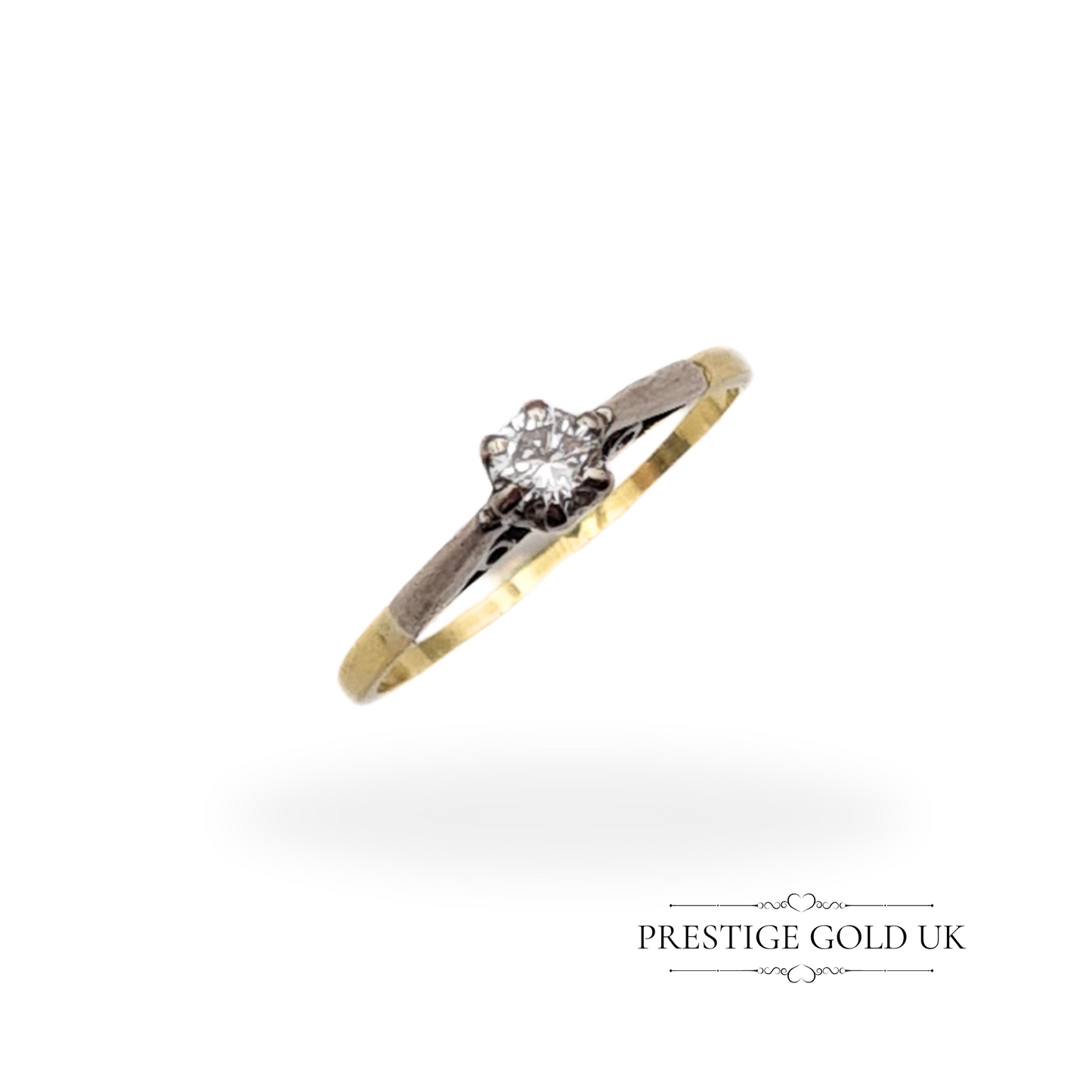 Clearance Item: 18ct White & Yellow Gold Diamond Solitaire Ring - UK J US 5 Euro 49