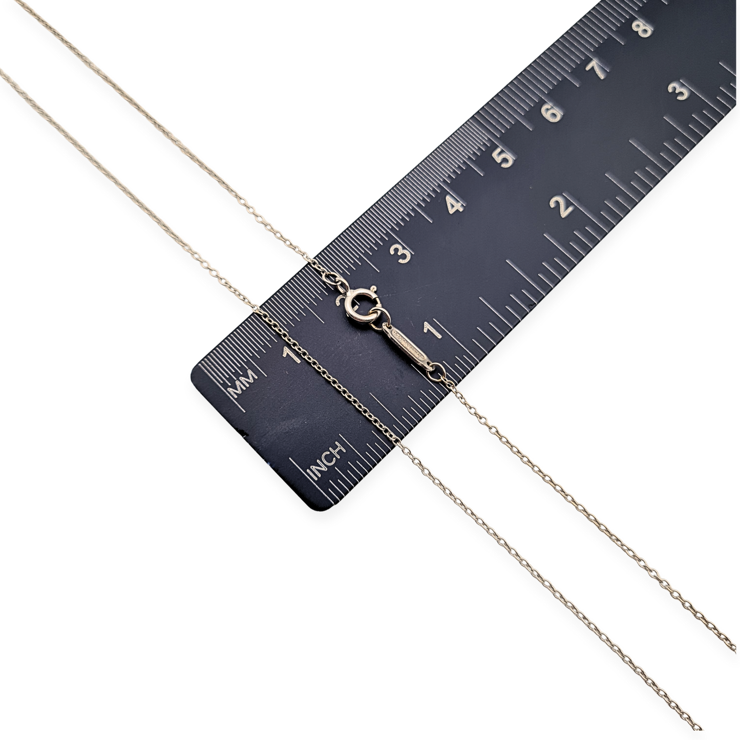 18ct White Gold Tiffany & Co Necklace, 16", 750 Hallmark, Dainty Chain