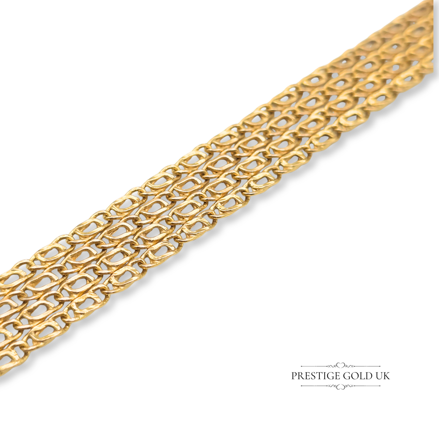 25" Long 9ct Gold Figaro Chain Necklace, Lightweight Hollow Gold Link