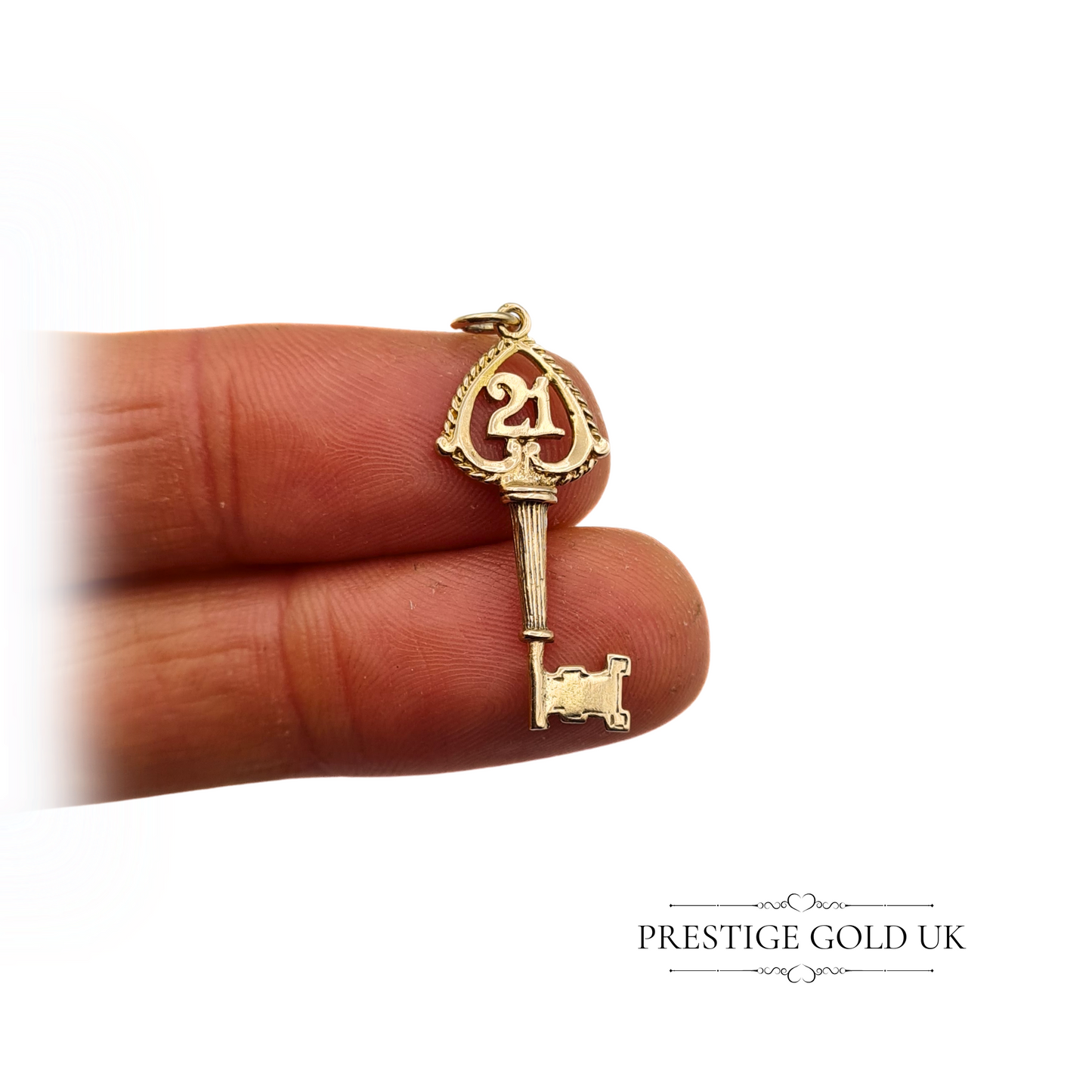 Vintage 9ct Gold 21st Birthday Key Charm, Fully Hallmarked Birmingham 1968