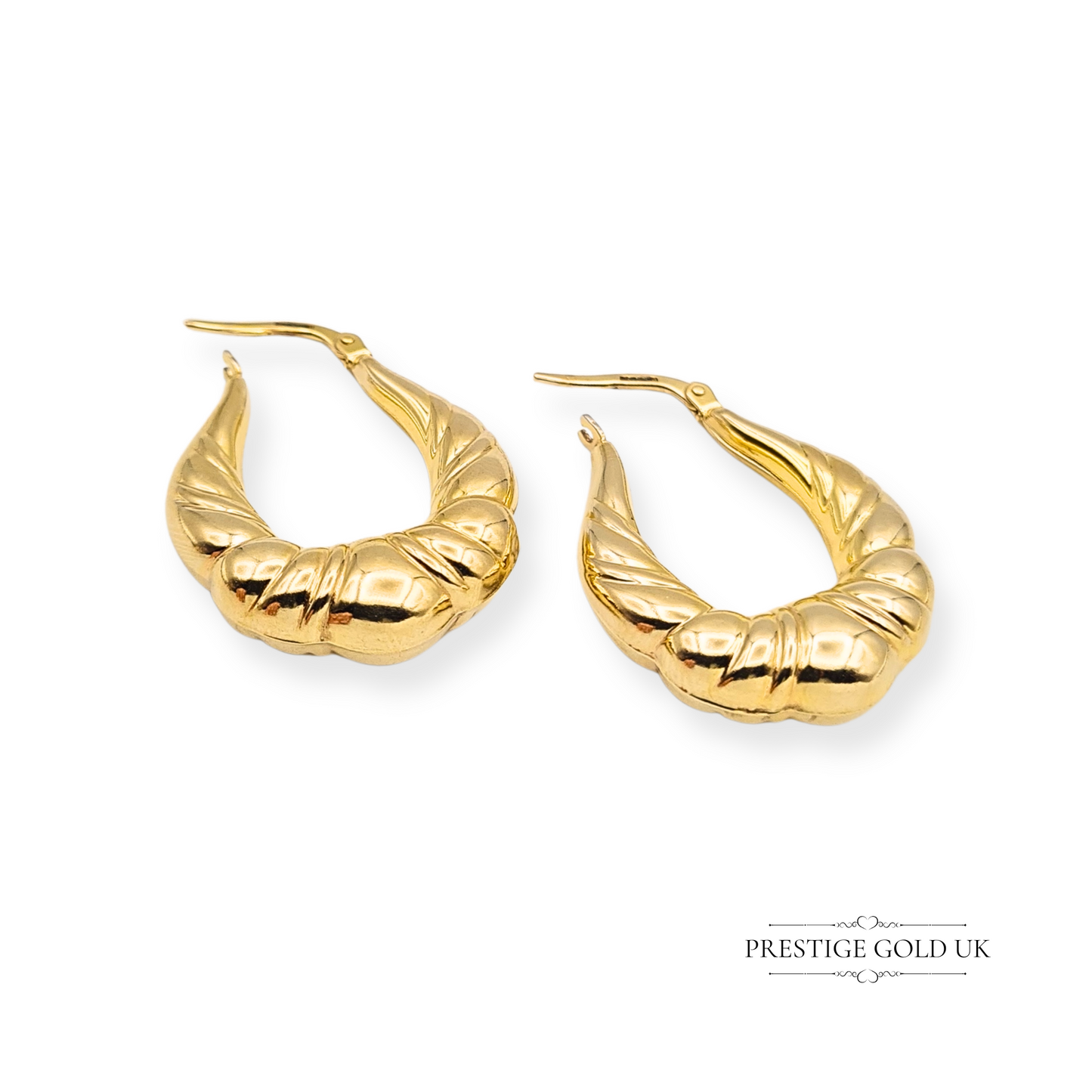 9ct Gold Chunky Creole Hoop Earrings, Statement Chunky Hoops in a Gypsy Style