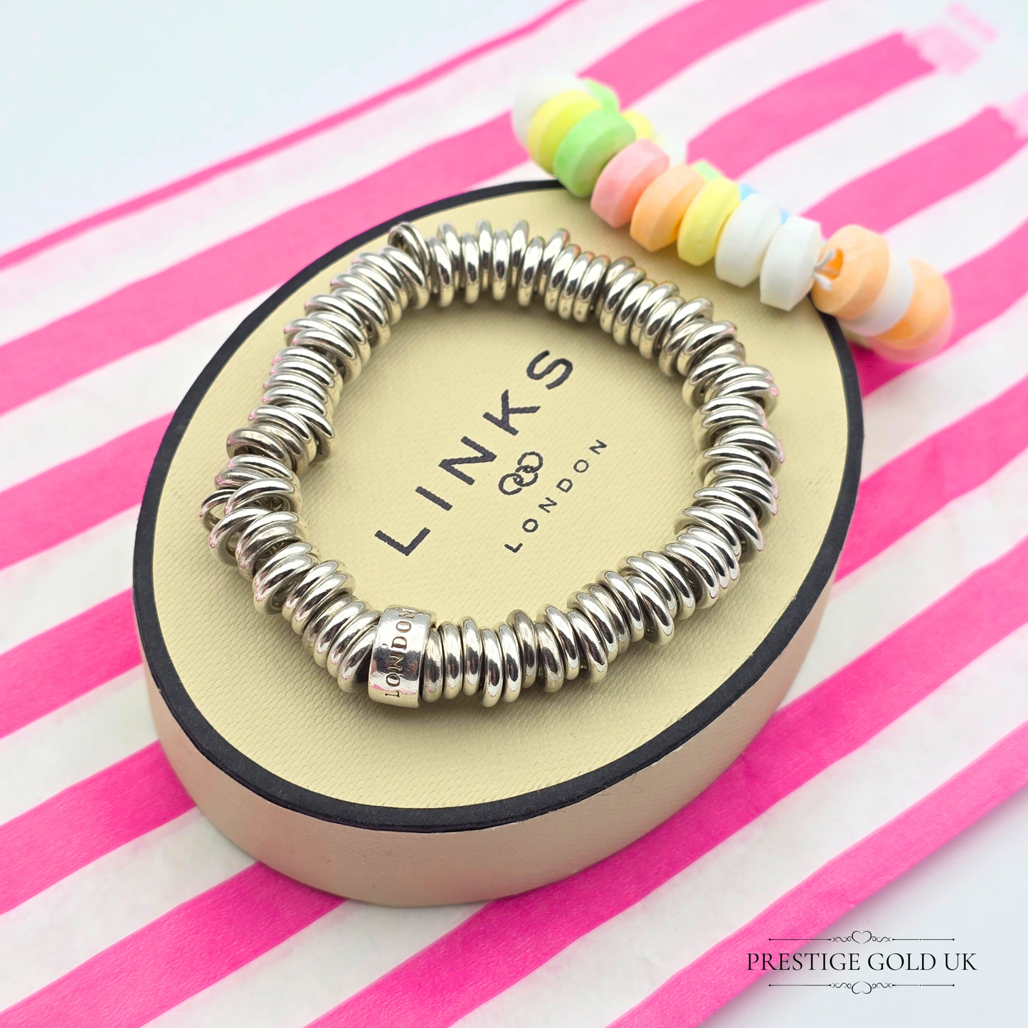5 1/2" Refurbished Links of London Authentic Sweetie Bracelet, (14cm) Long