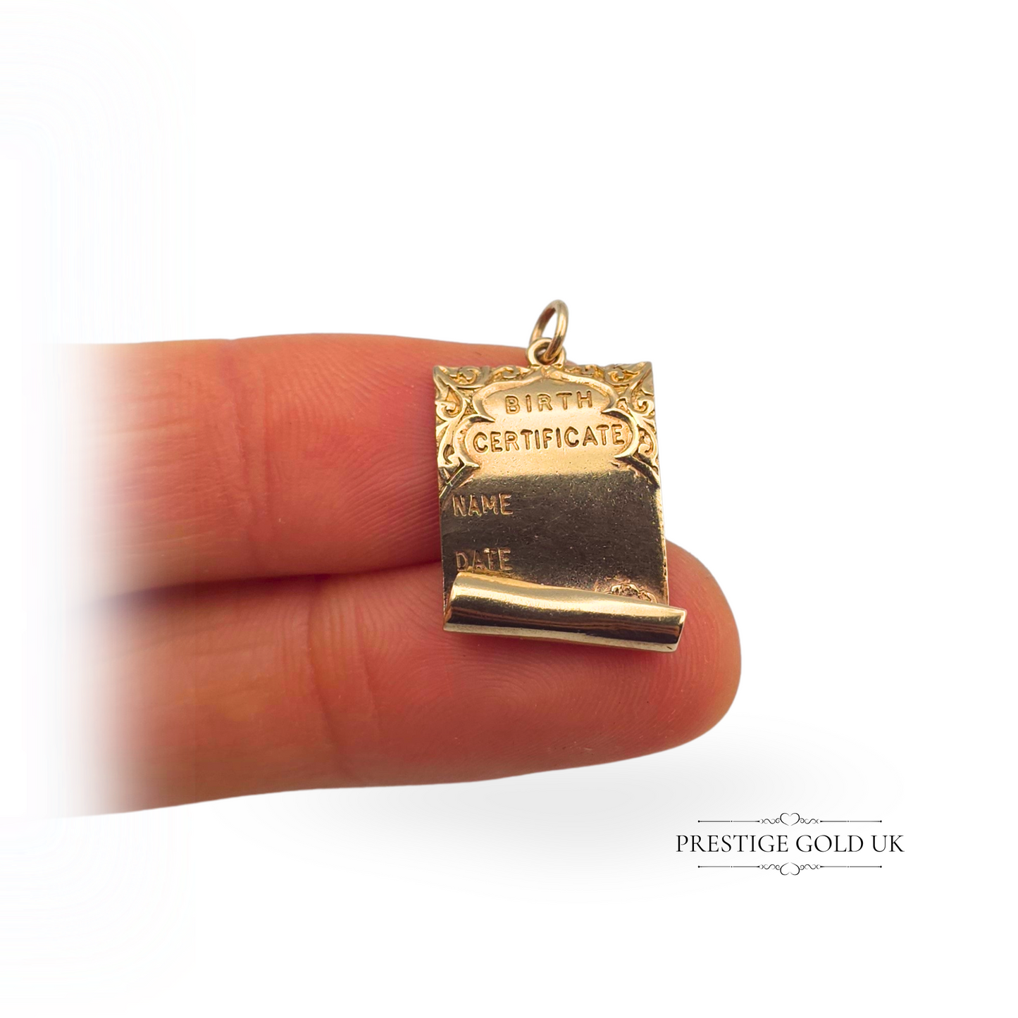 1960s Vintage Solid Gold Birth Certificate Charm