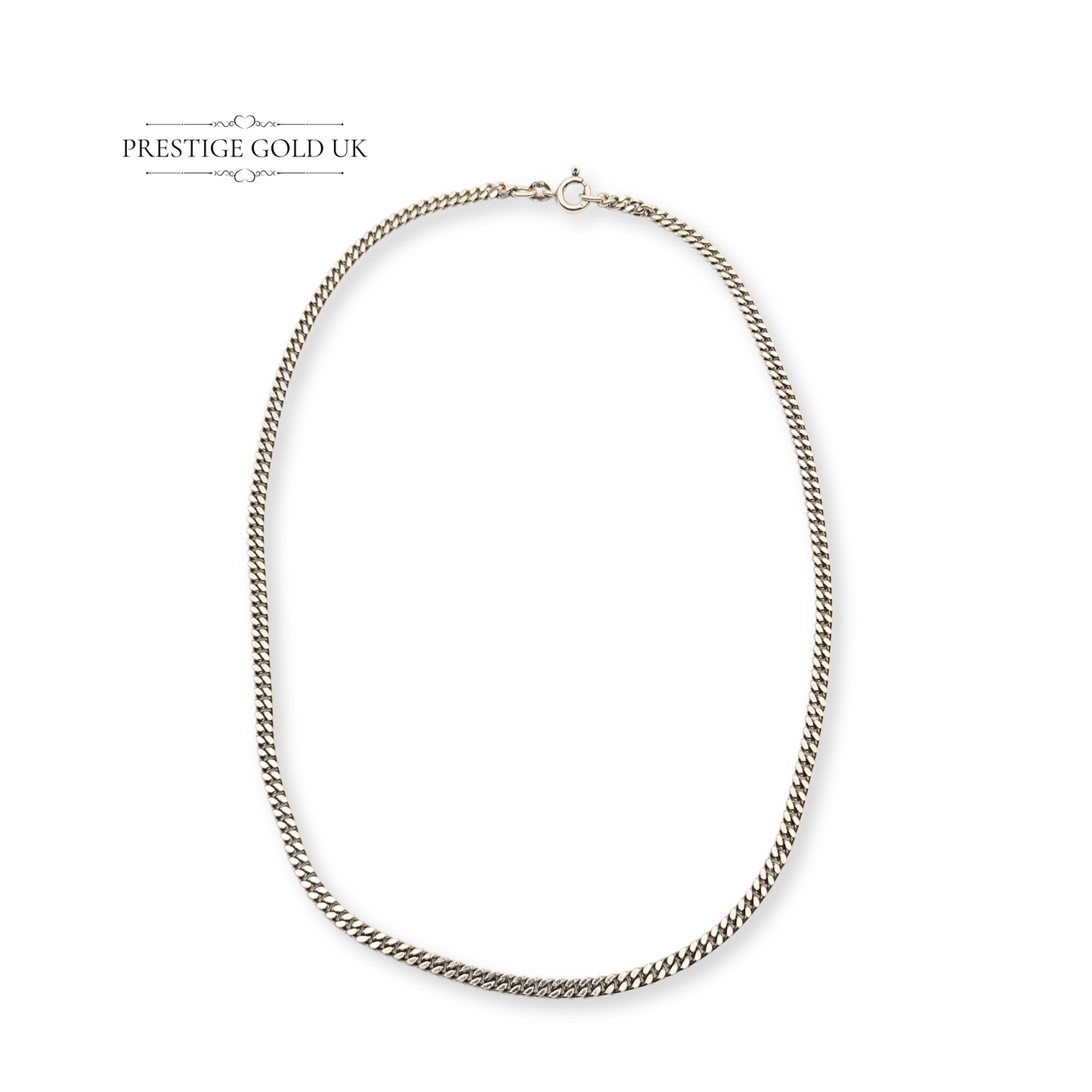 Vintage Silver Curb Chain Necklace 16" 3mm Wide Unisex Chain