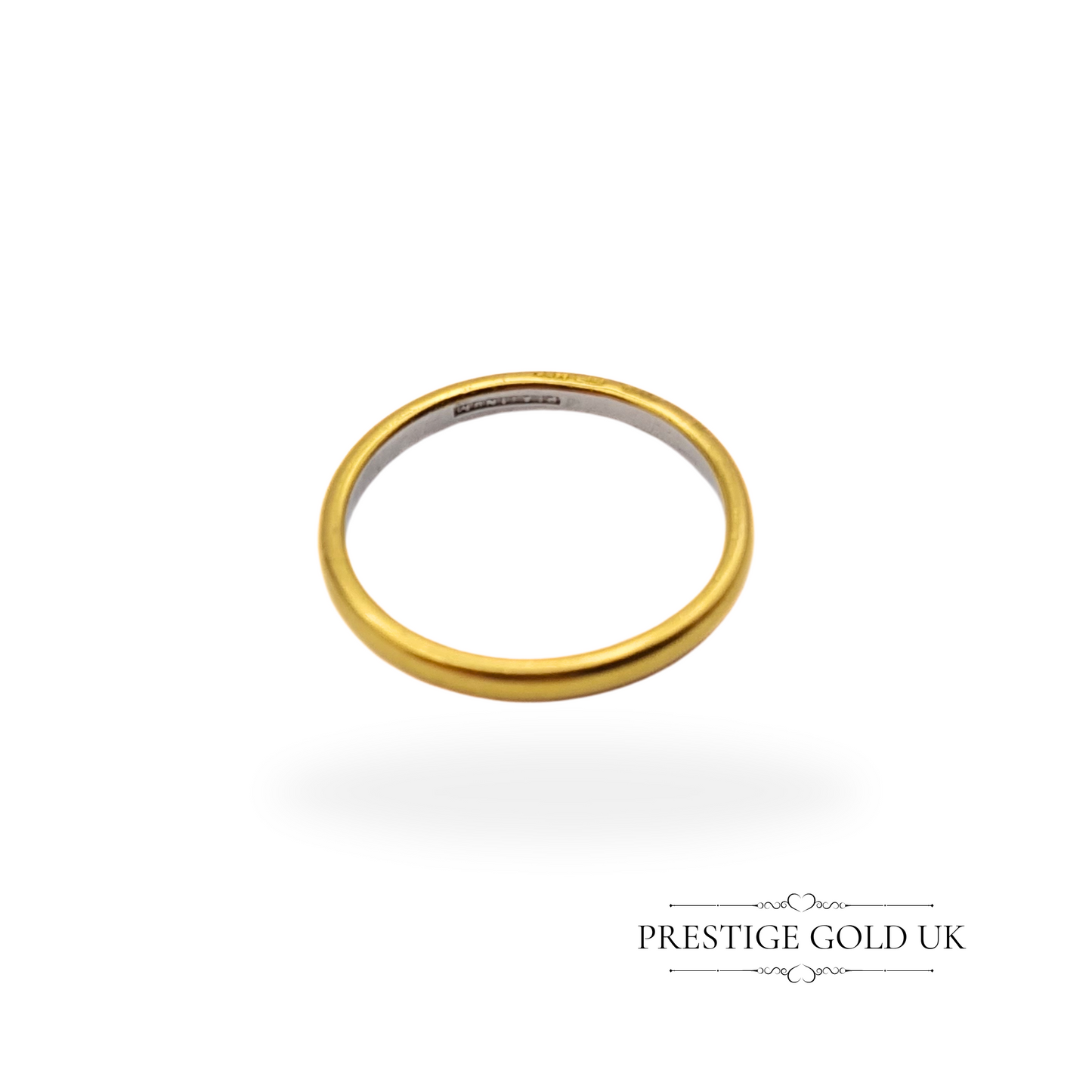 Vintage 18ct Yellow Gold & Platinum Wedding Band - UK K 1/2 US 5 1/2 Euro 50.5