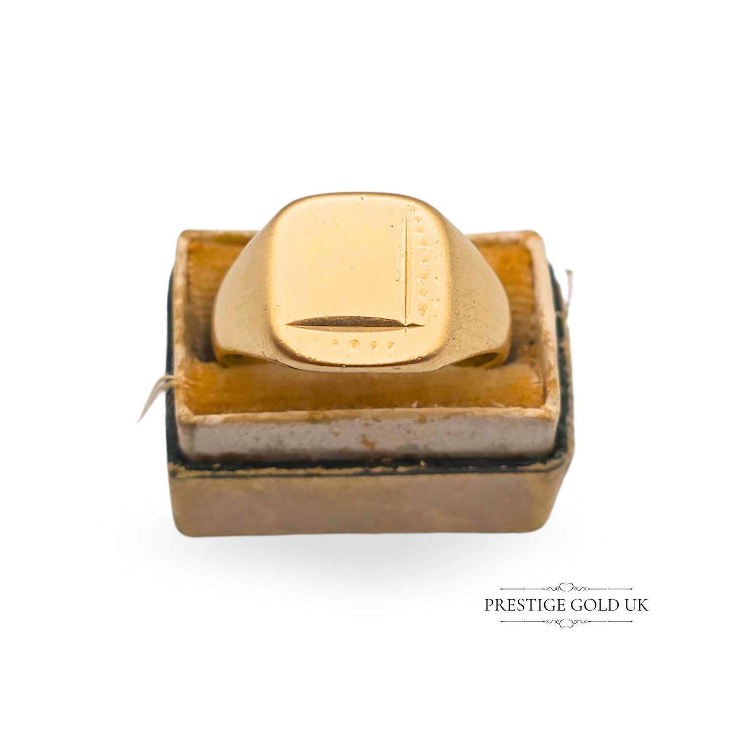 9ct Gold Signet Ring, 1976 London Hallmark, UK T US 9 1/2 Brushed Finish