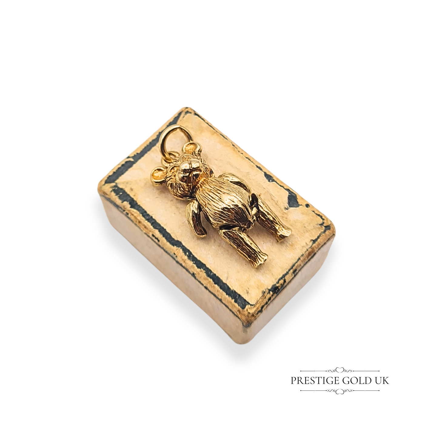 9ct Gold Moving Teddy Bear Charm, Heavy Detailed Vintage Moving Bear Charm