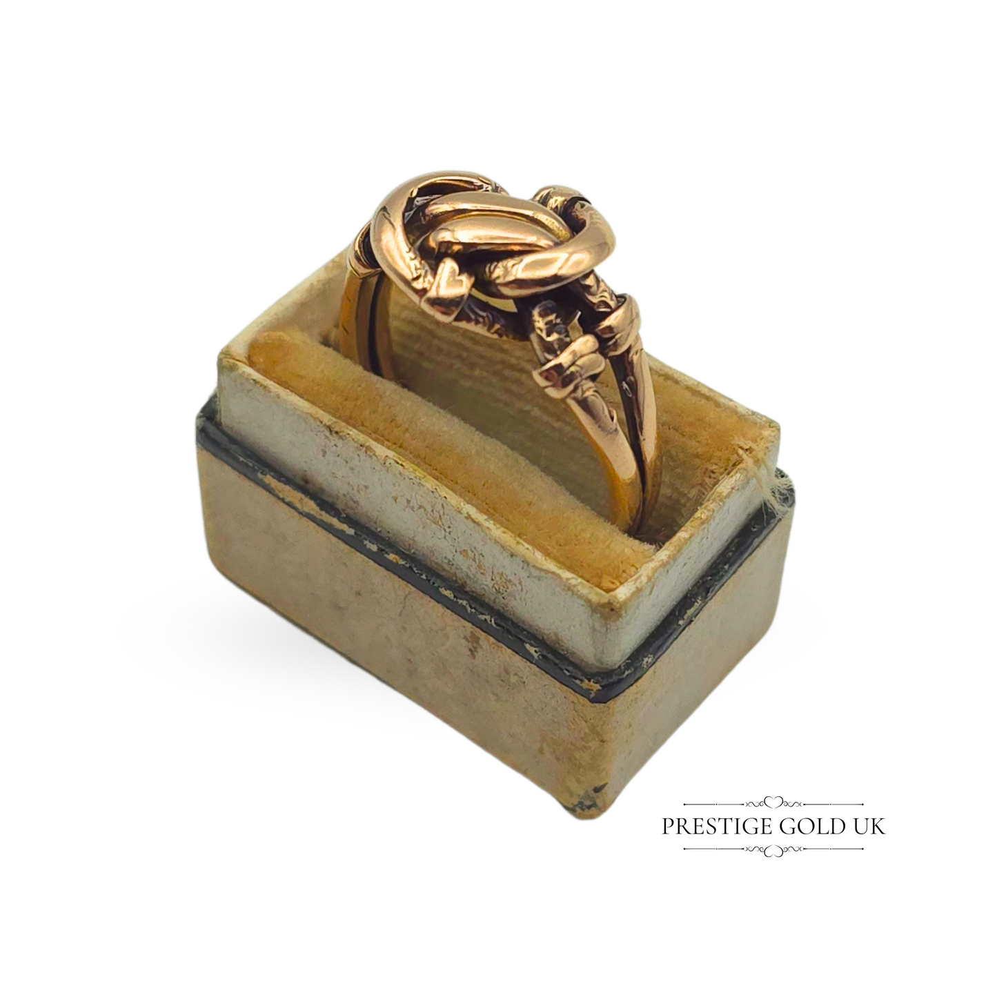 Antique 9ct Rose Gold Knot Ring, Birmingham 1901, UK P 1/2 US 8 EU 57