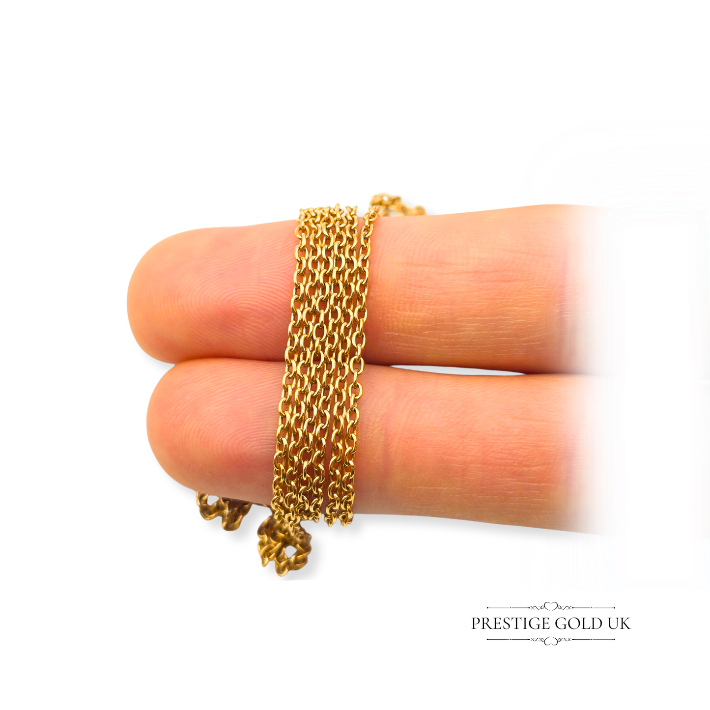 29" Rose Gold Trace Chain Necklace in 9ct, Large Stylish Spring Ring Clasp