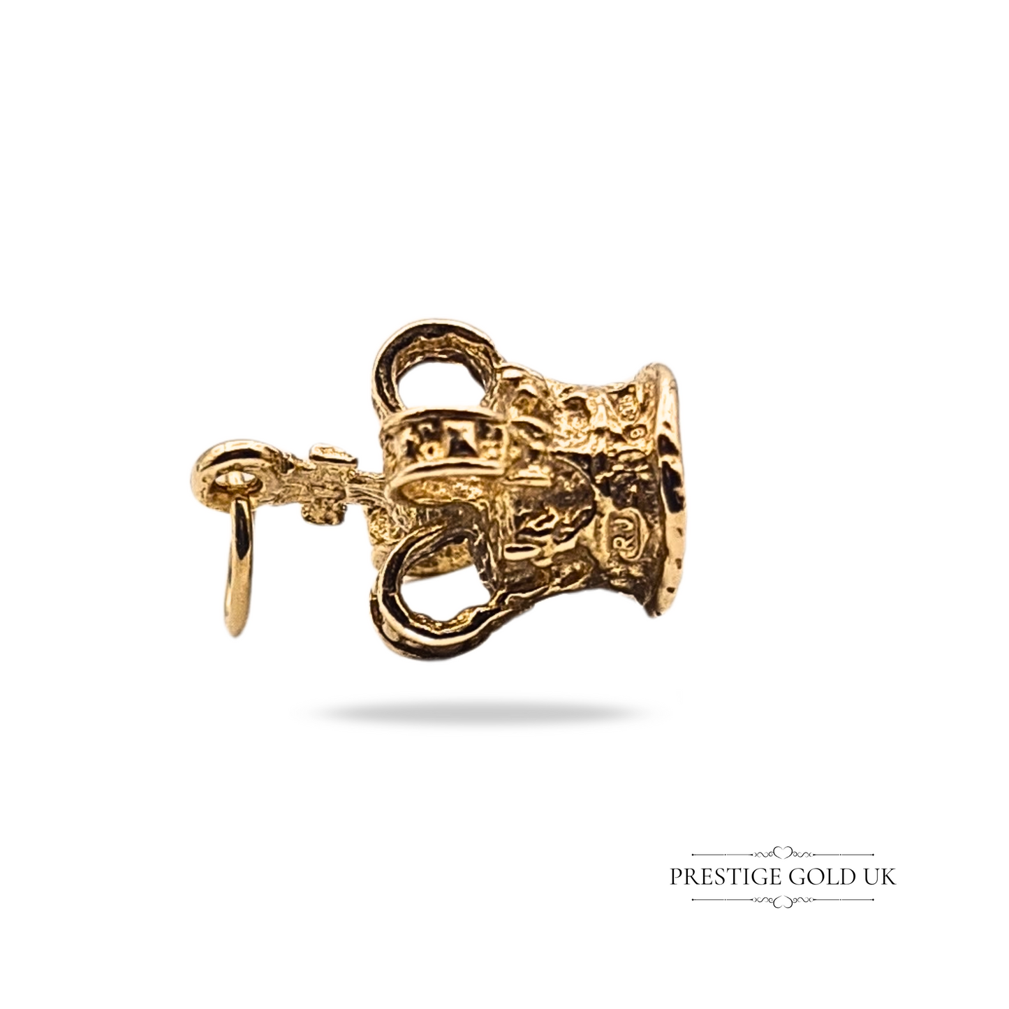 9ct Gold Crown Charm Pendant, Vintage Tiny Miniature Crown Charm for Bracelet