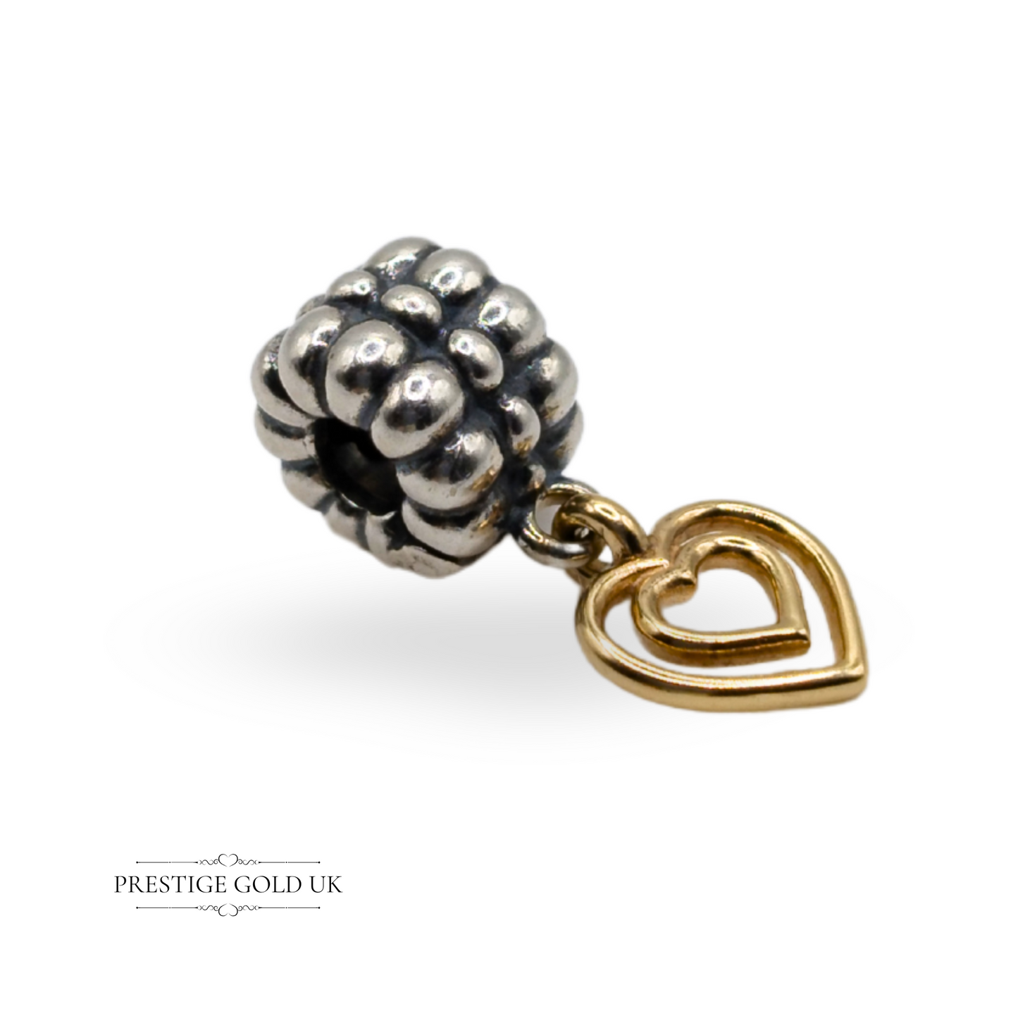 Authentic Retired Pandora Heart of Hearts Silver Charm With 14K Gold Hearts 925 ALE 790987