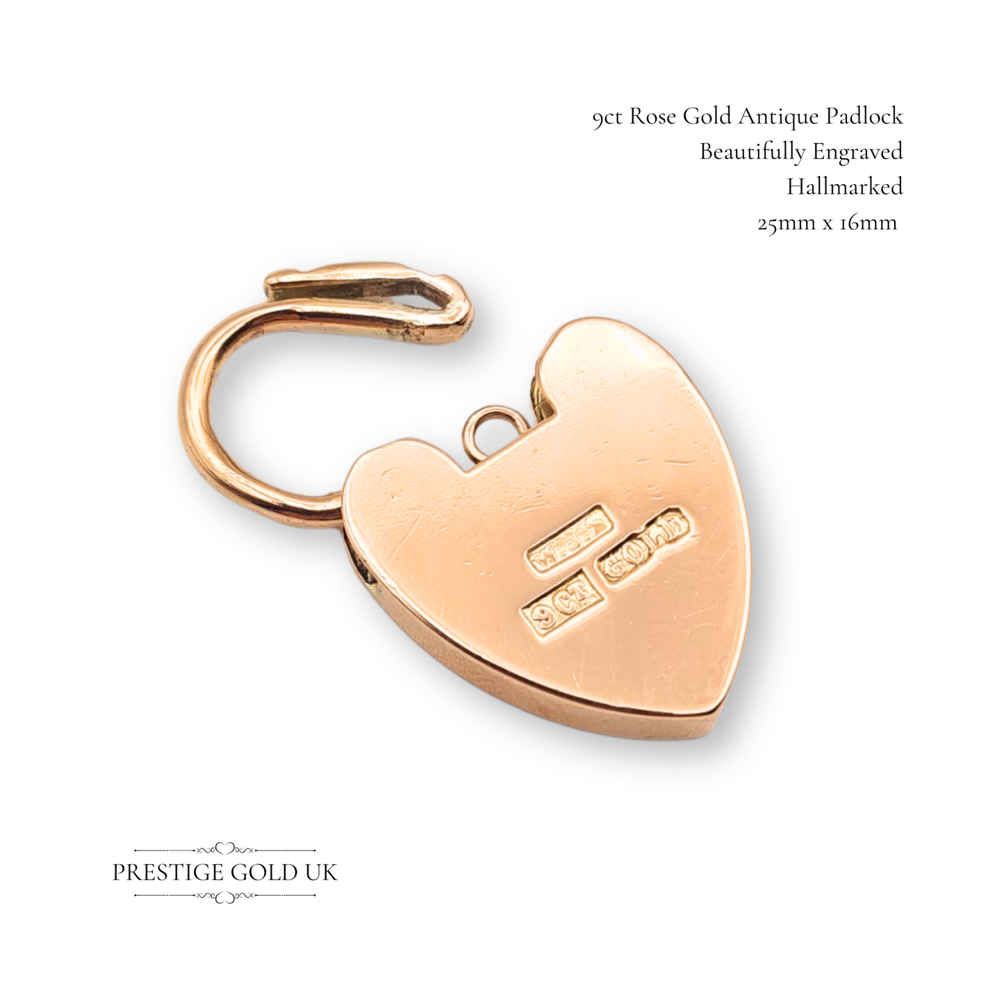 Large 9ct Rose Gold Heart Padlock Antique WJS 9ct Gold Star of David Padlock