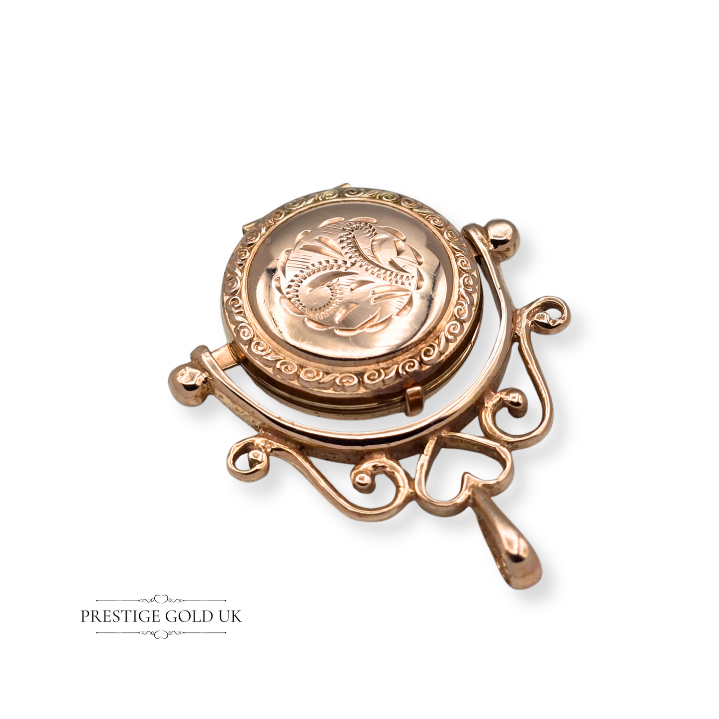 9ct Rose Gold Spinning Pendant, Small Opening Keepsake Locket