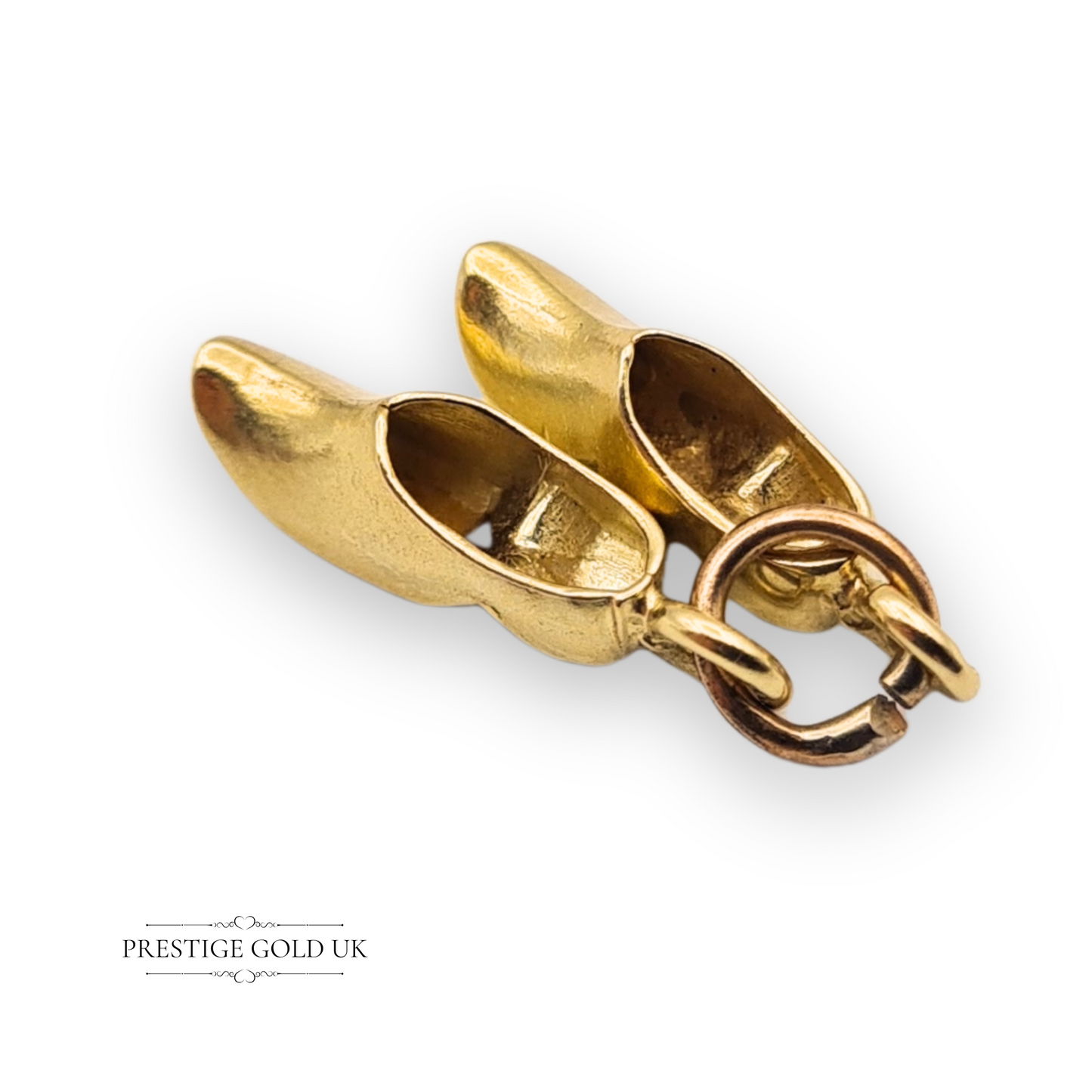9k Dutch Clogs in Yellow Gold, Tiny Pair Of Clogs For Charm Bracelet or Necklace