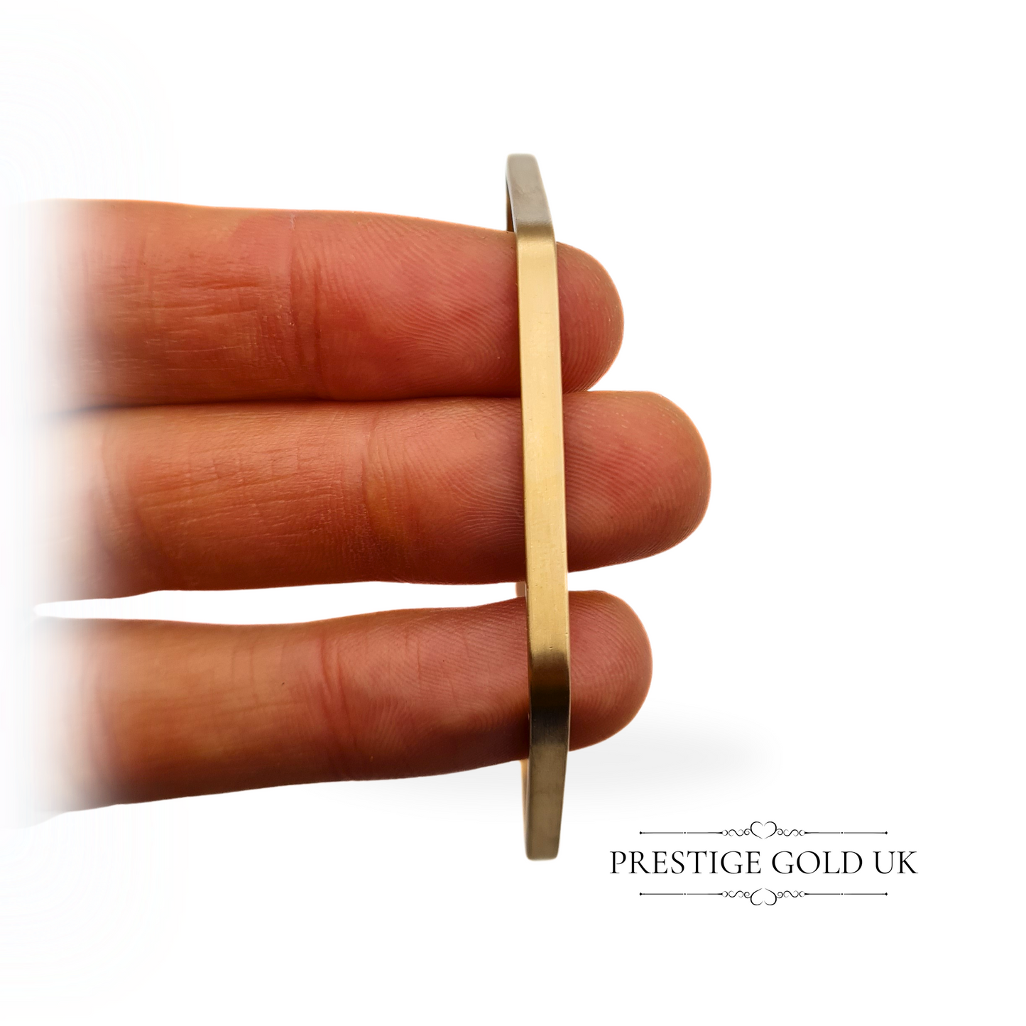 Vintage 9ct Gold Hexagonal Bangle, Stamped 9ct, Brushed Finish, Six-Sided Design, 7 3/4" 20cm Fitment