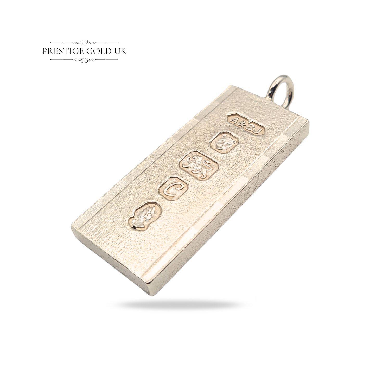 925 Silver Ingot Pendant London 1977 Faceted 30g Large Ingot