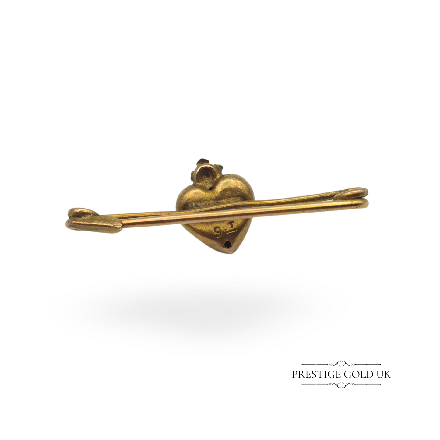 Antique 9ct Gold Heart Brooch with Turquoise Stone