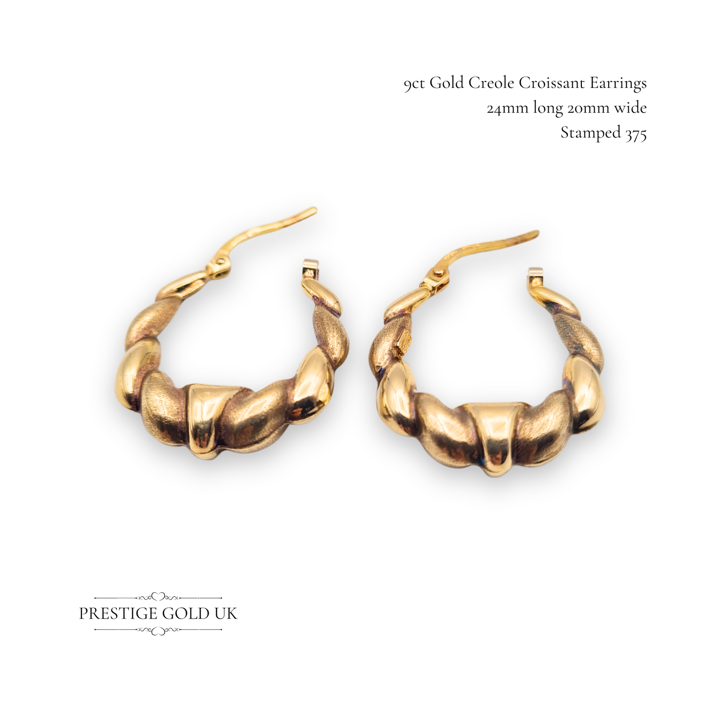 9ct Gold Small Creole Earrings, Gypsy Hoop Earrings With Flip Top Fasteners
