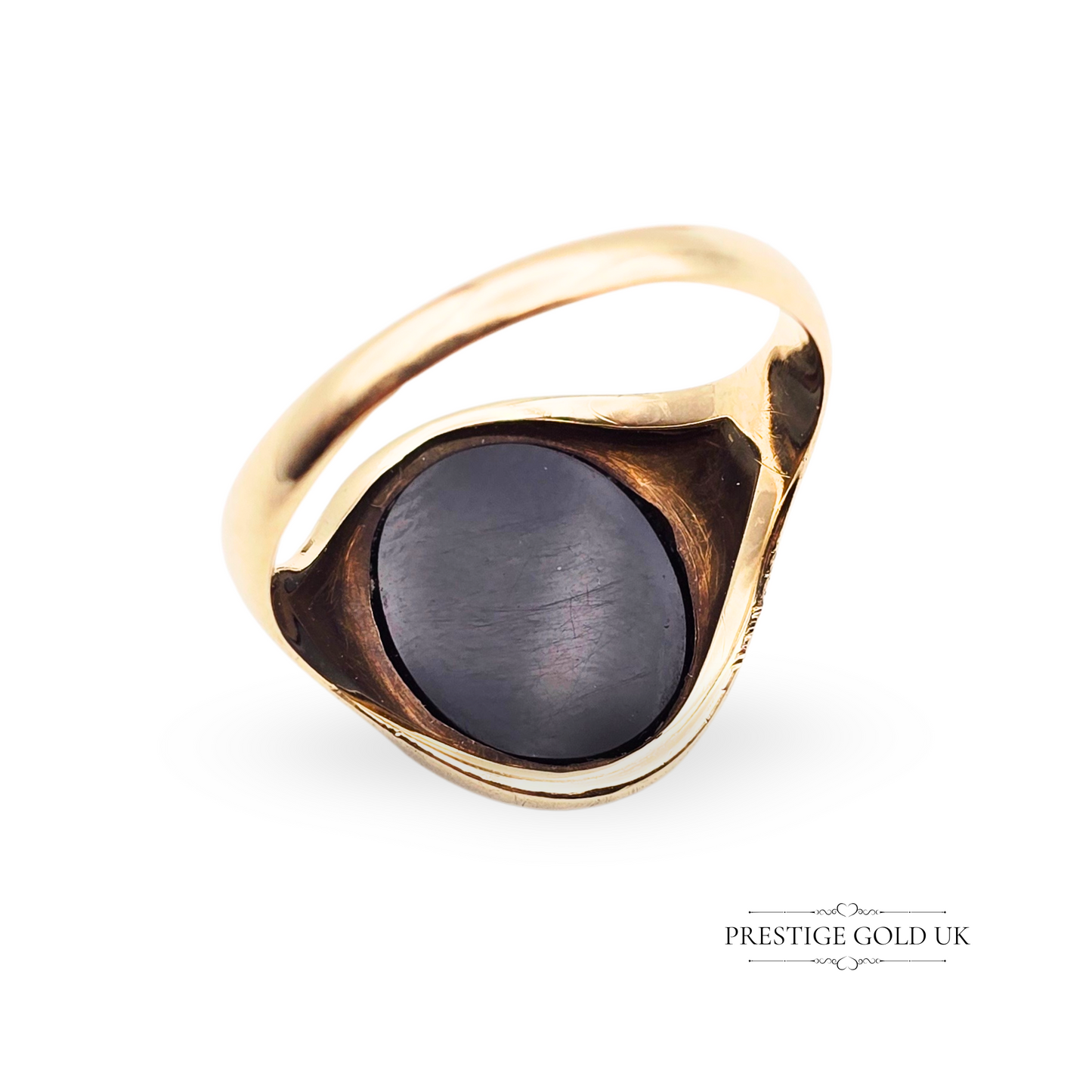 9ct Gold Onyx Signet Ring, UK W / US 11, Large Oval Onyx Stone Ring