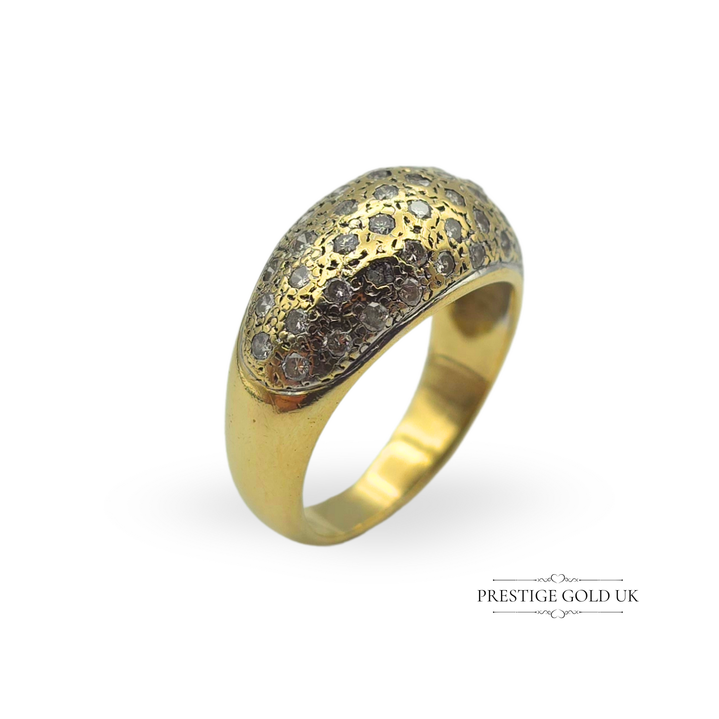 Vintage 18ct Gold Diamond Pavé Ring - Size UK S US 9 Euro 59.5