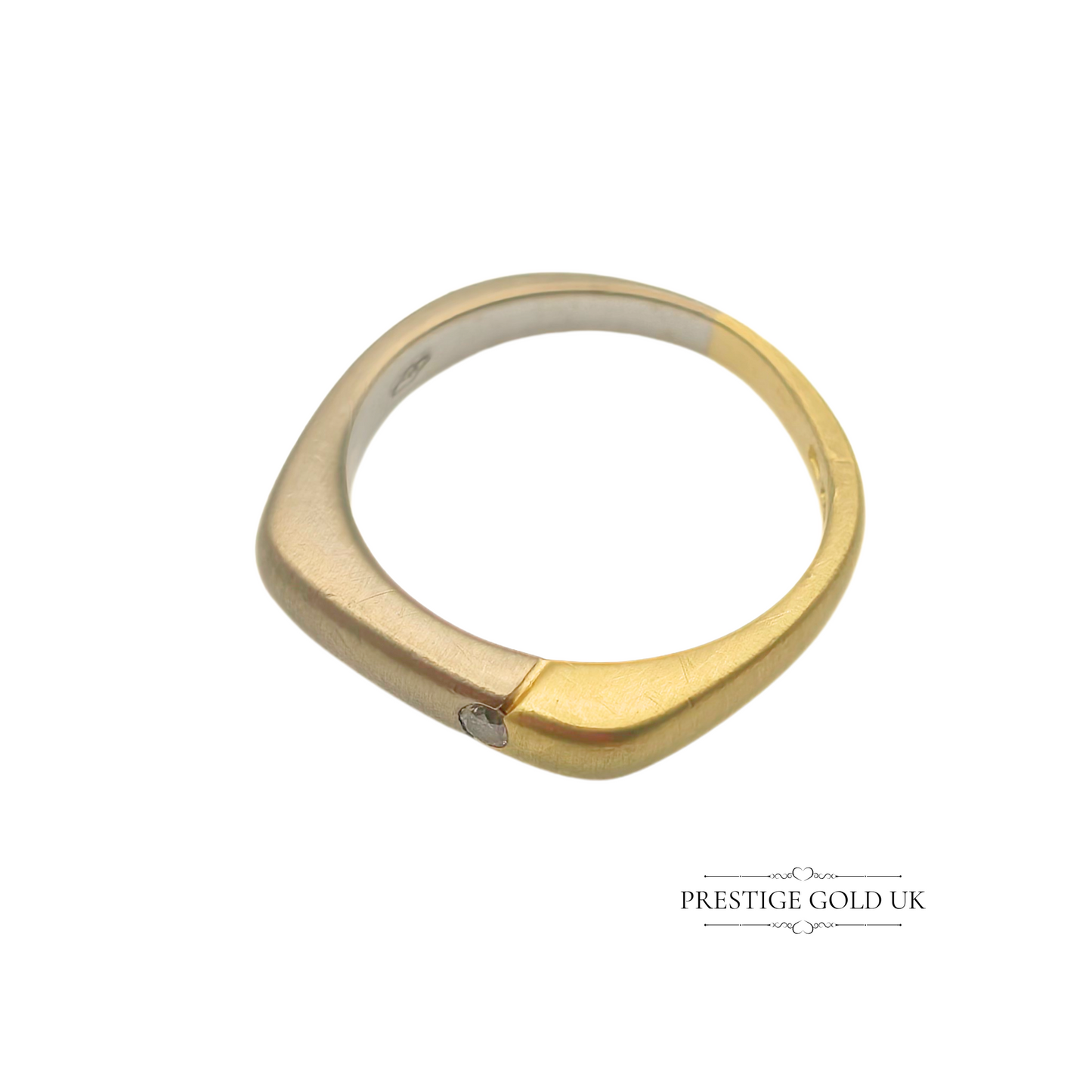Vintage 18ct Gold White & Yellow Gold Diamond Ring - UK S, US 9, Euro 60