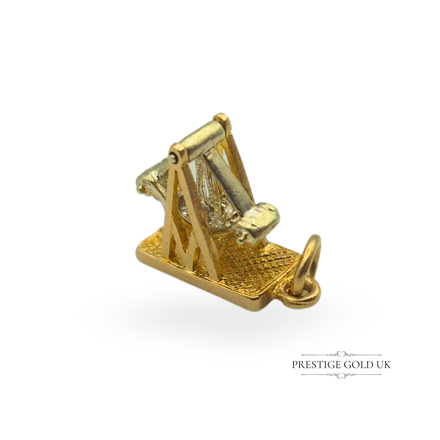 9ct Gold Moving Fun Fair Ride Charm, Pirate Boat.Seesaw, Swingboat, shuggy boat