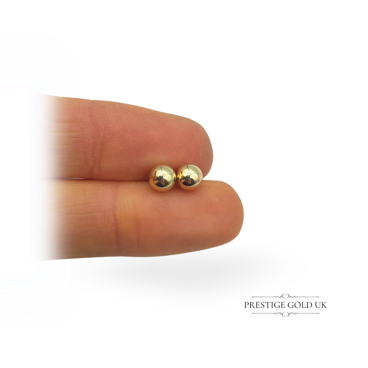 9ct Gold Ball Stud Earrings, 6mm, Butterfly Backs