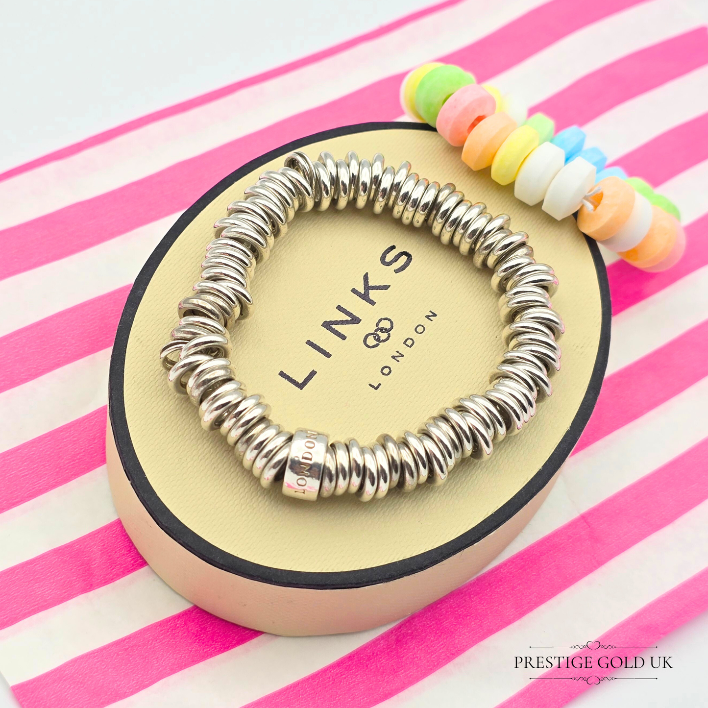 5 1/2" Refurbished Links of London Authentic Sweetie Bracelet, (14cm) Long