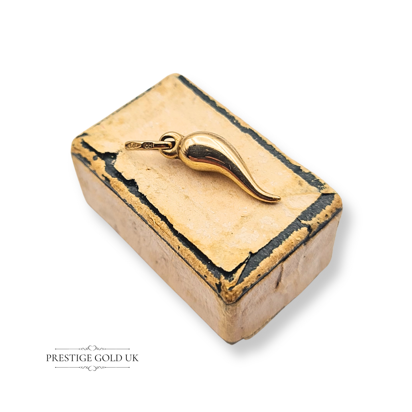9ct Gold Tiny Horn of Plenty Charm, Lucky Cornicello Charm