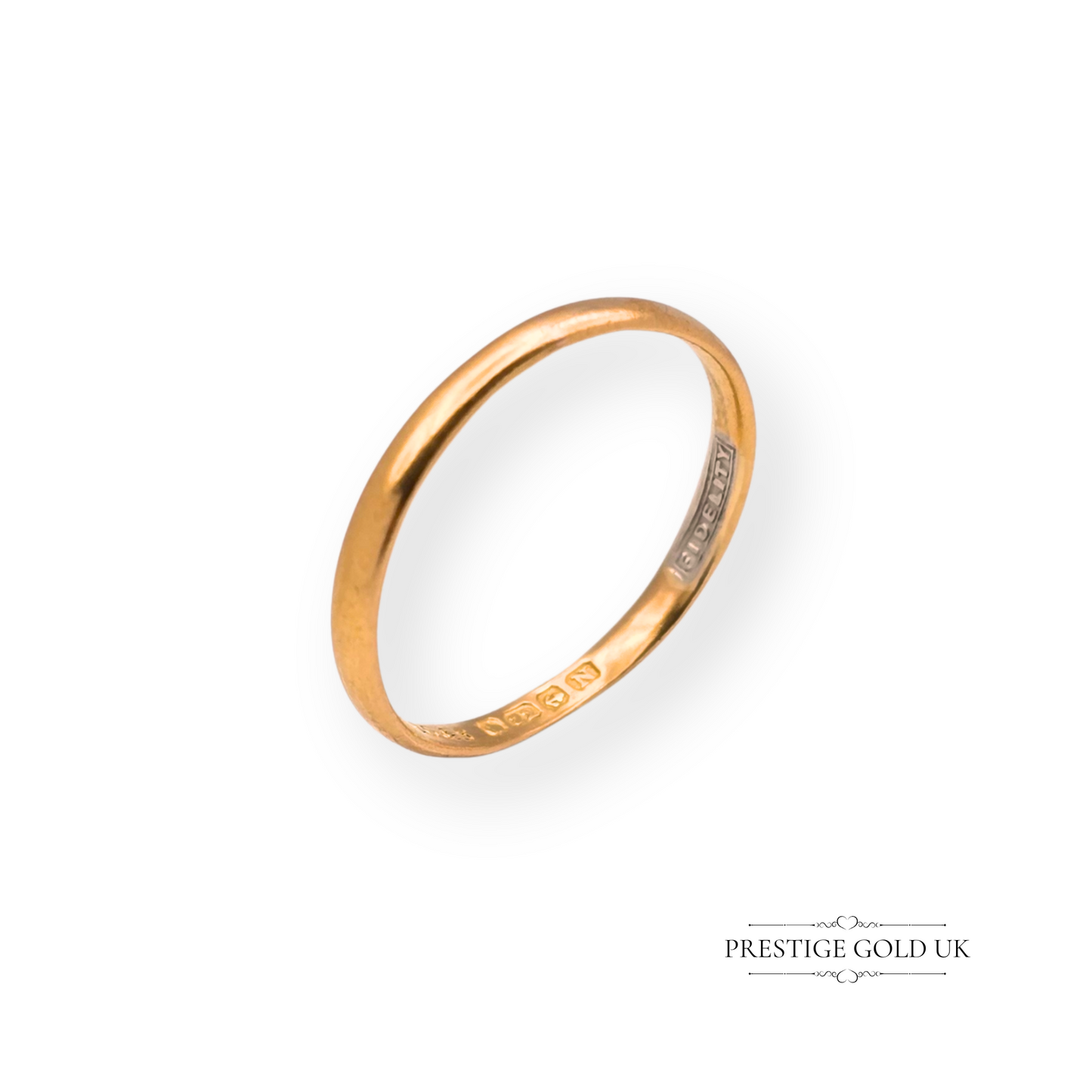 22ct Gold Skinny Wedding Band, UK I - US 4 1/2 - 2mm Wide, Fidelity