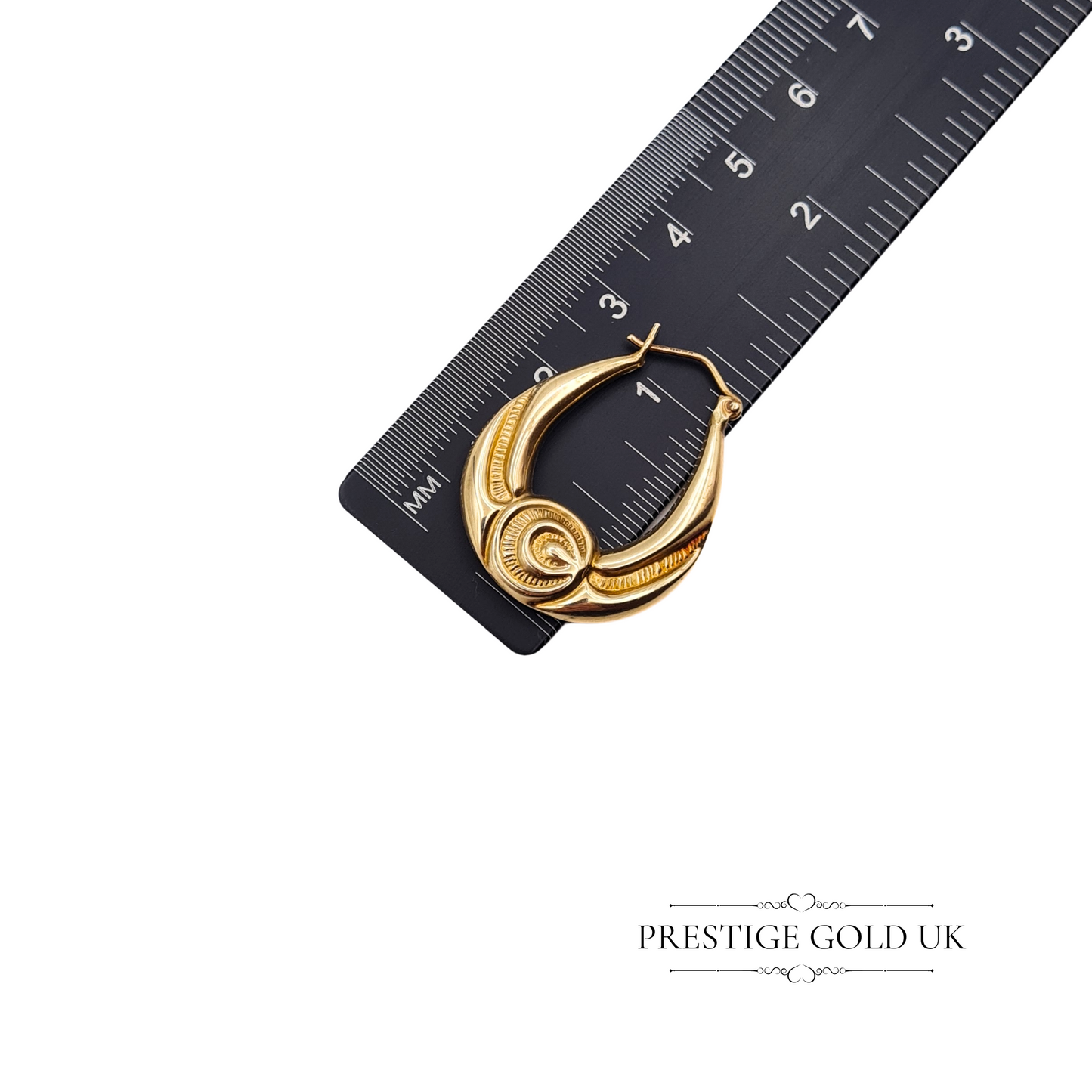 Vintage 9ct Gold Large Gypsy Hoop Earrings, Fully Hallmarked London 1991, Ornate Hollow Design