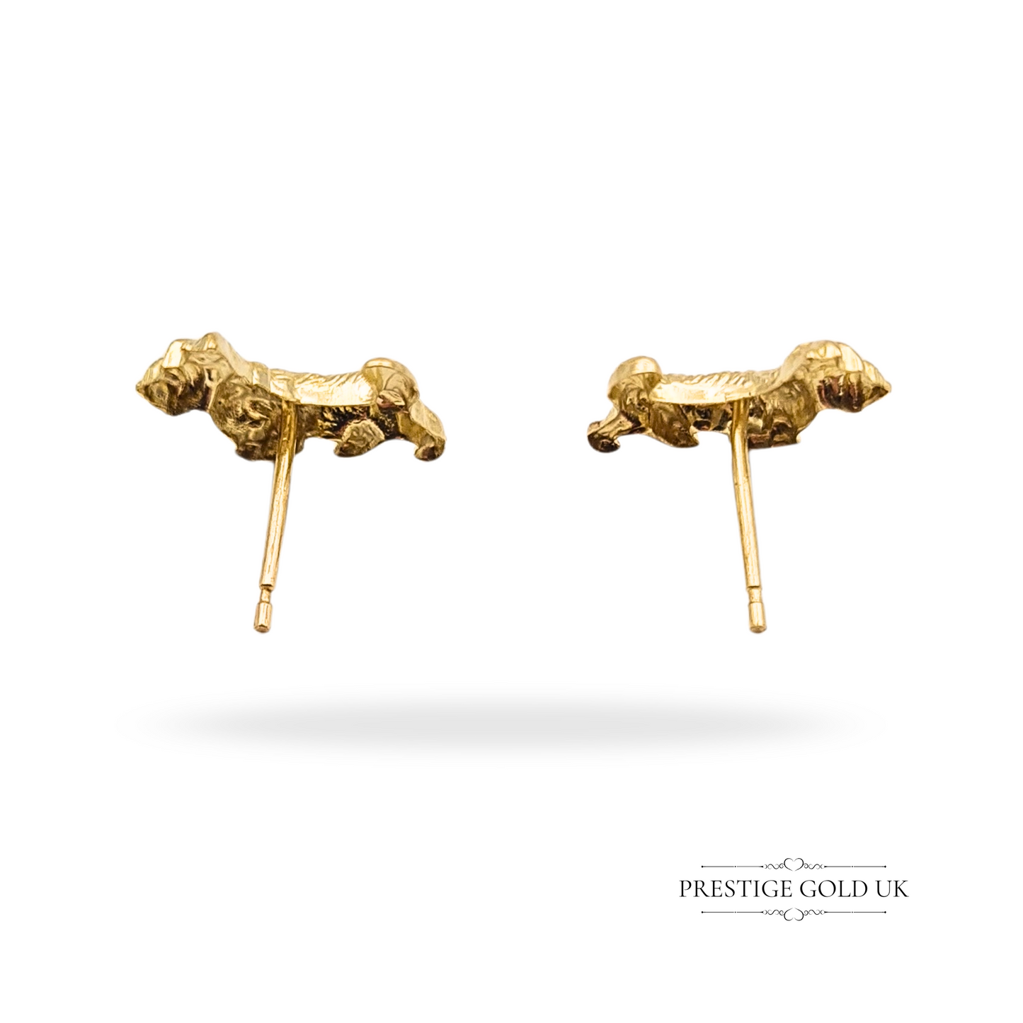 9ct Gold Scottie Dog Small Stud Earrings, Lightweight Scottish Terrier Jewellery