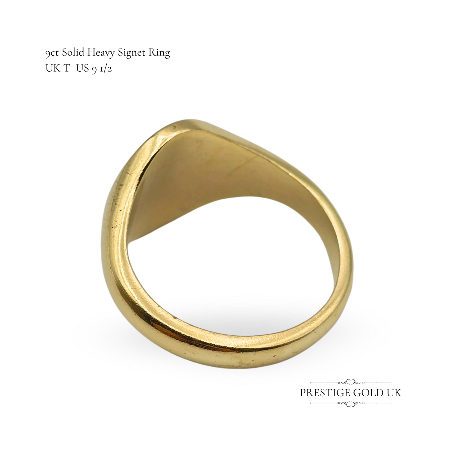 9ct Gold Monogrammed Signet Ring Solid Gold, Fully Hallmarked, UK T US 9 1/2