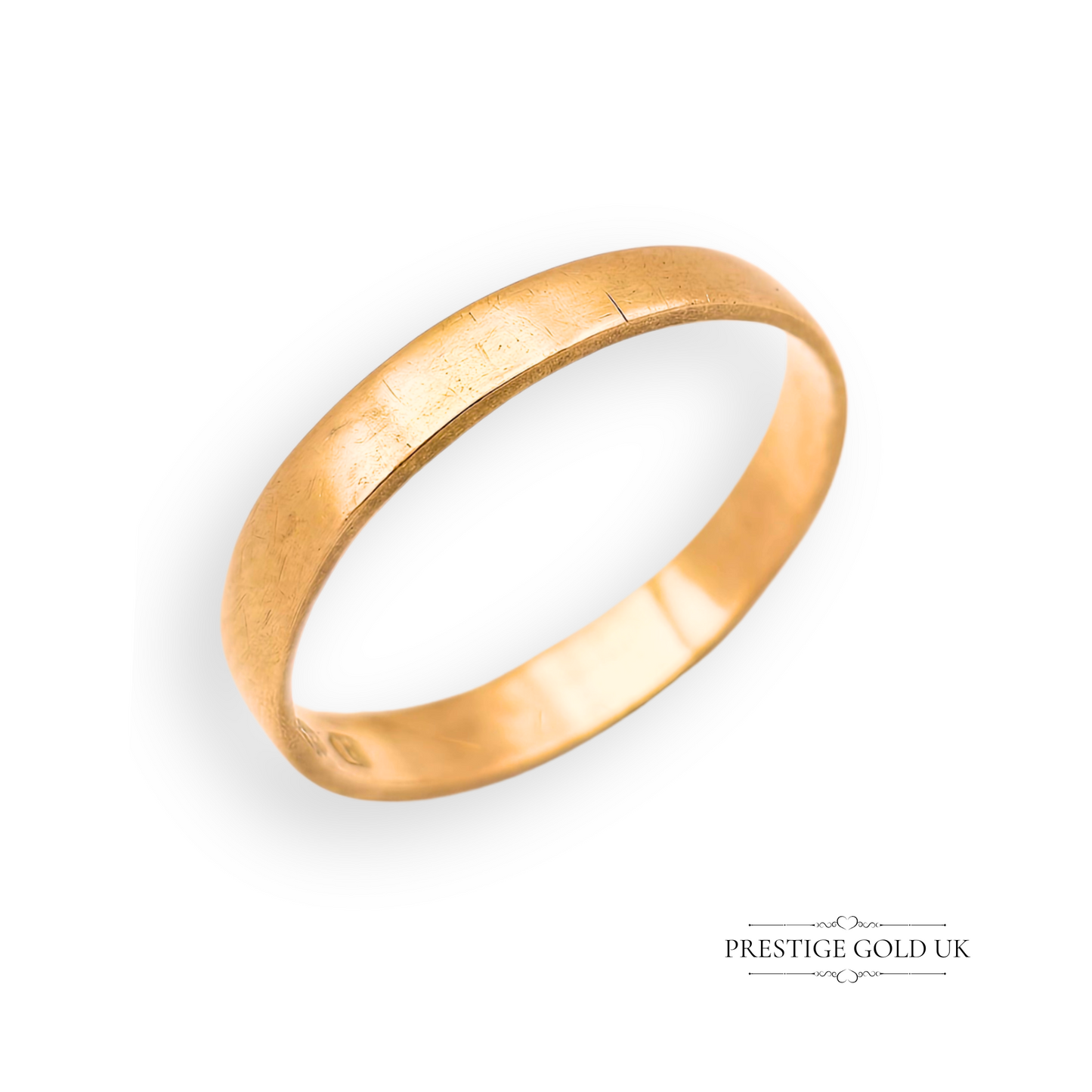 Antique 22ct gold wedding band crafted in 1891 by maker W.M, featuring a smooth, well-worn tapered edge, with Birmingham assay hallmarks. Classic Victorian design with rich yellow gold, perfect as an heirloom or vintage wedding ring.