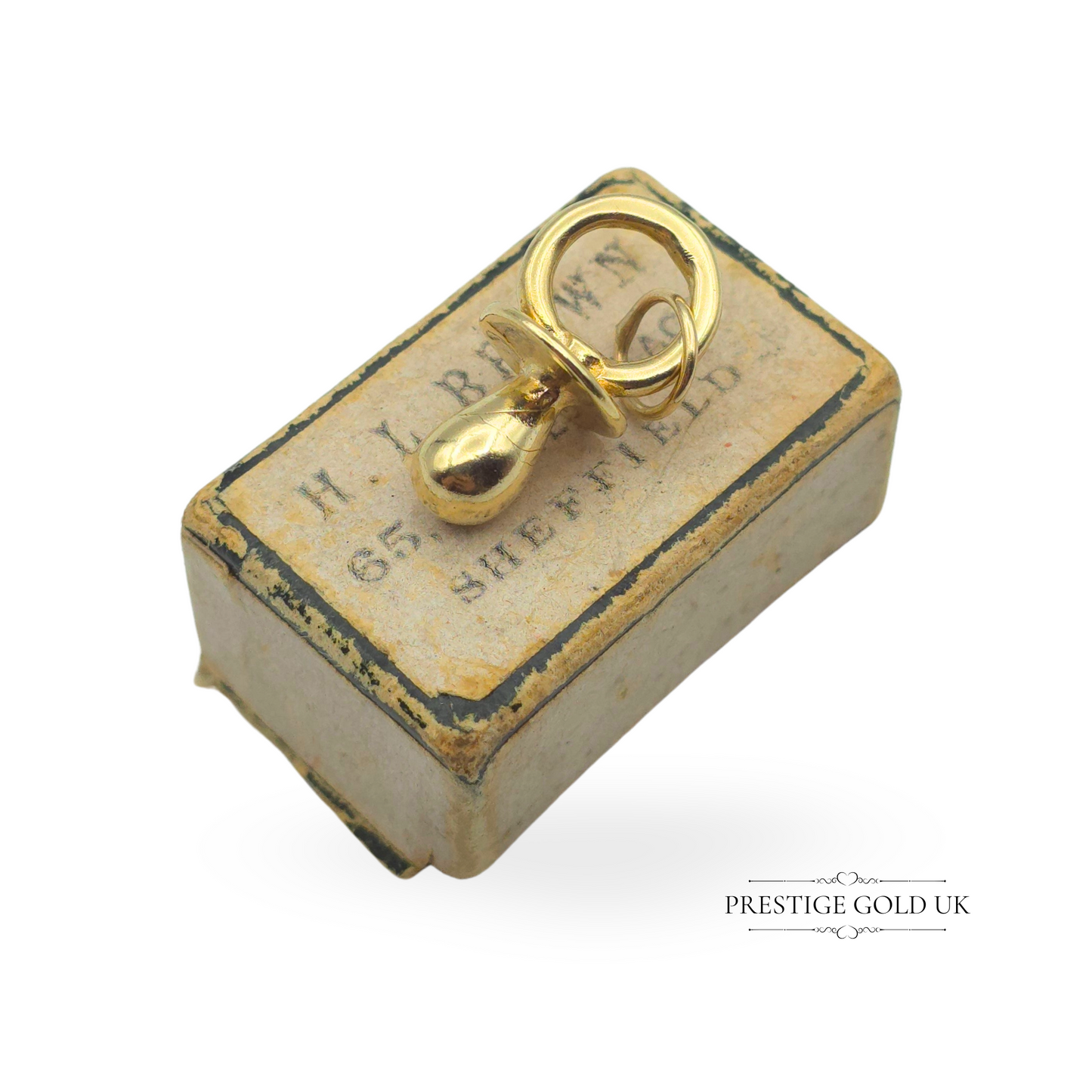9ct Gold Small Sugar Dummy Charm, Fully Hallmarked Sheffield 1977
