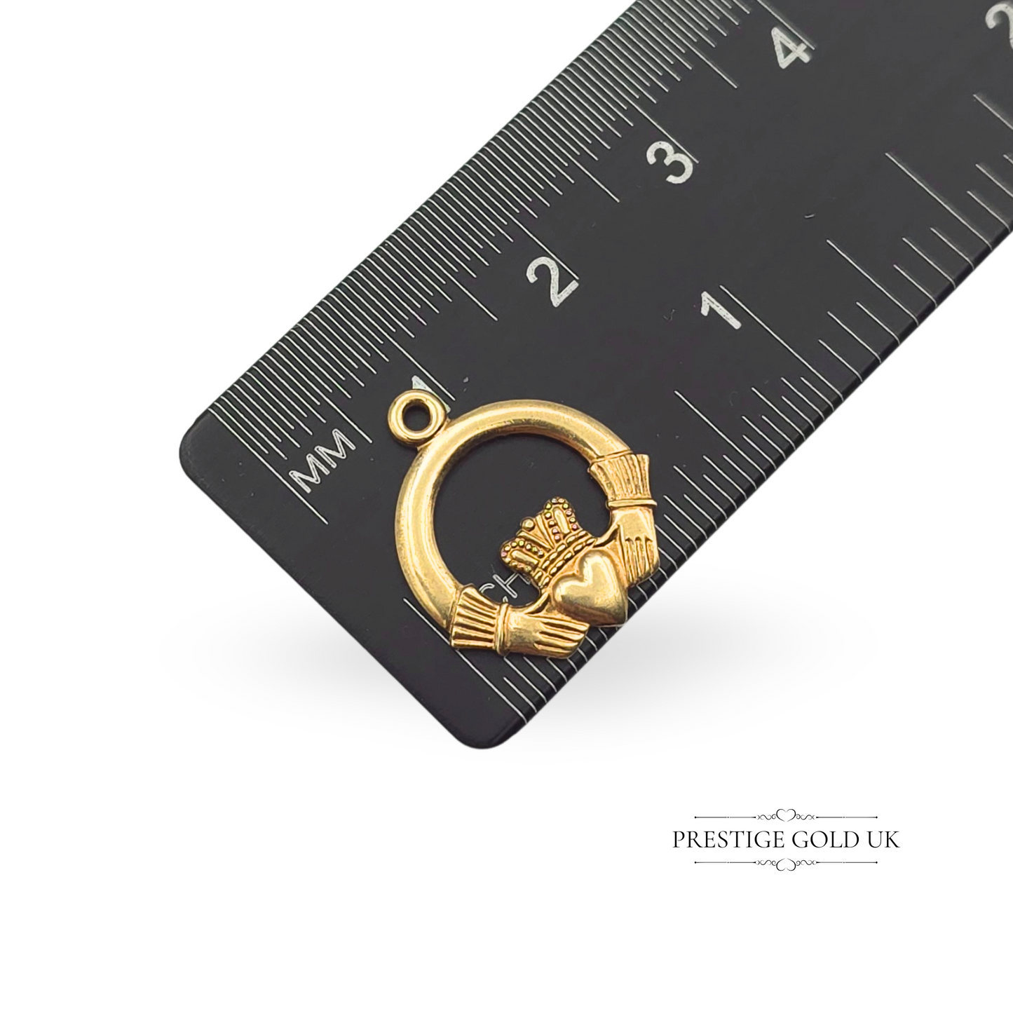 9ct Gold Claddagh Charm Pendant, Irish Love & Friendship Symbol