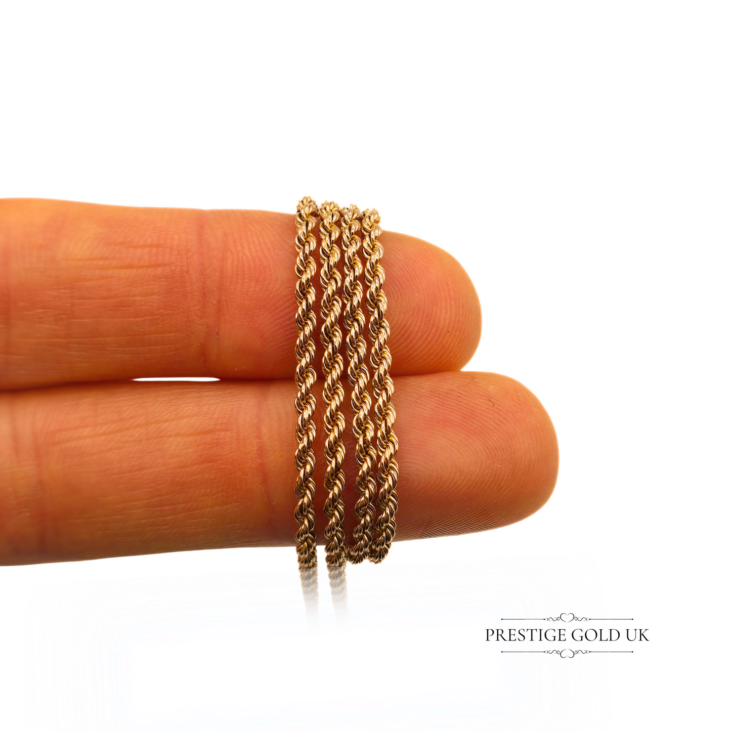 18" Long Vintage 9ct Rose Gold Rope Necklace