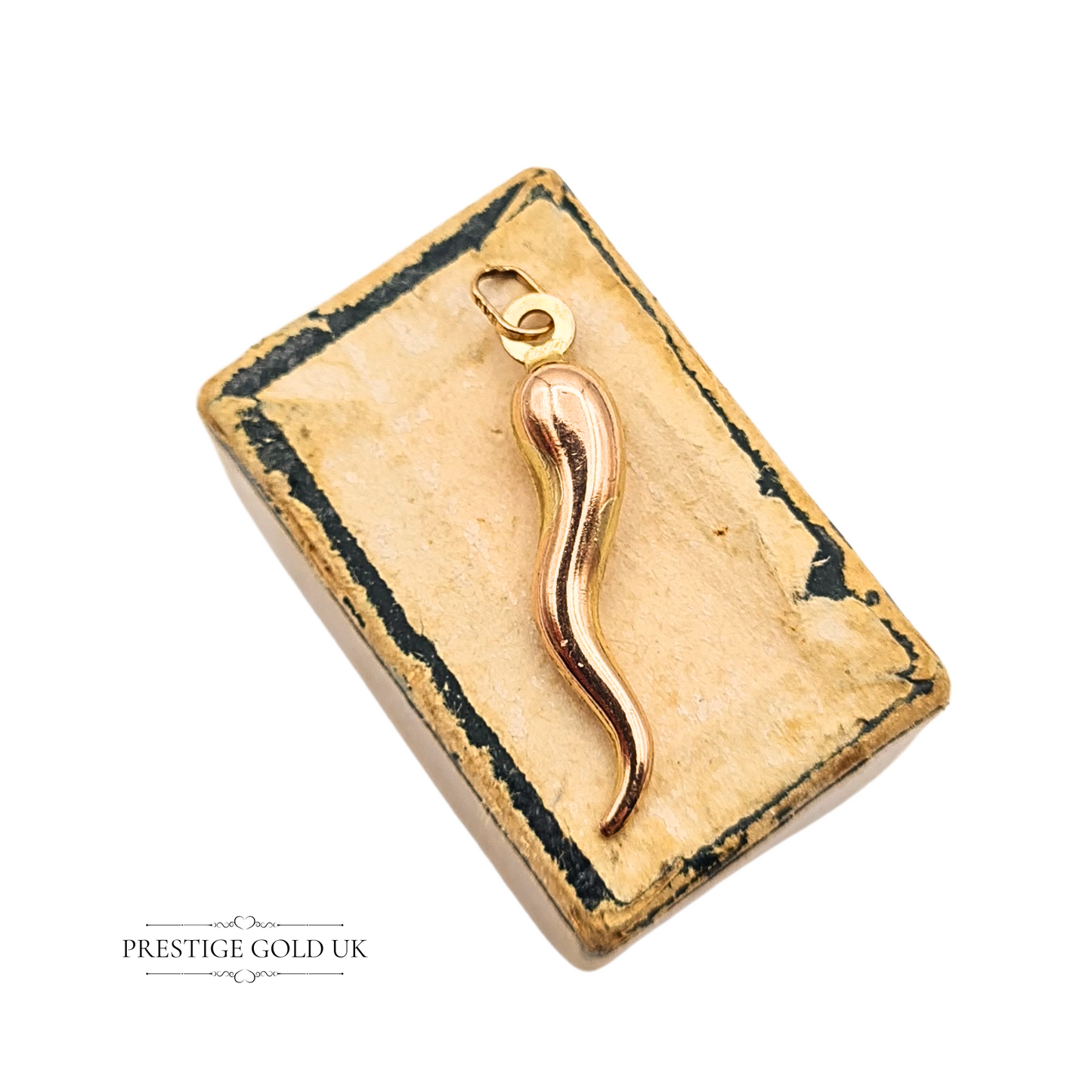 Small 9ct Rose Gold Horn Of Plenty Charm Pendant, Cornicello Charm