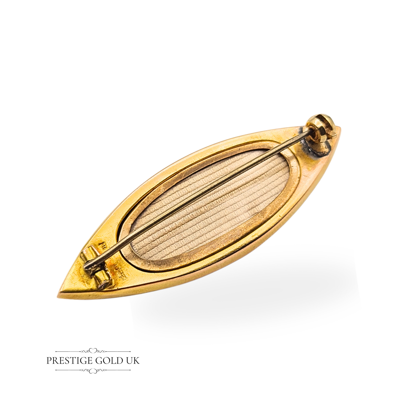 Victoria 1891 Rose Gold Mourning Brooch, Chester Hallmark Diamond Set Keepsake