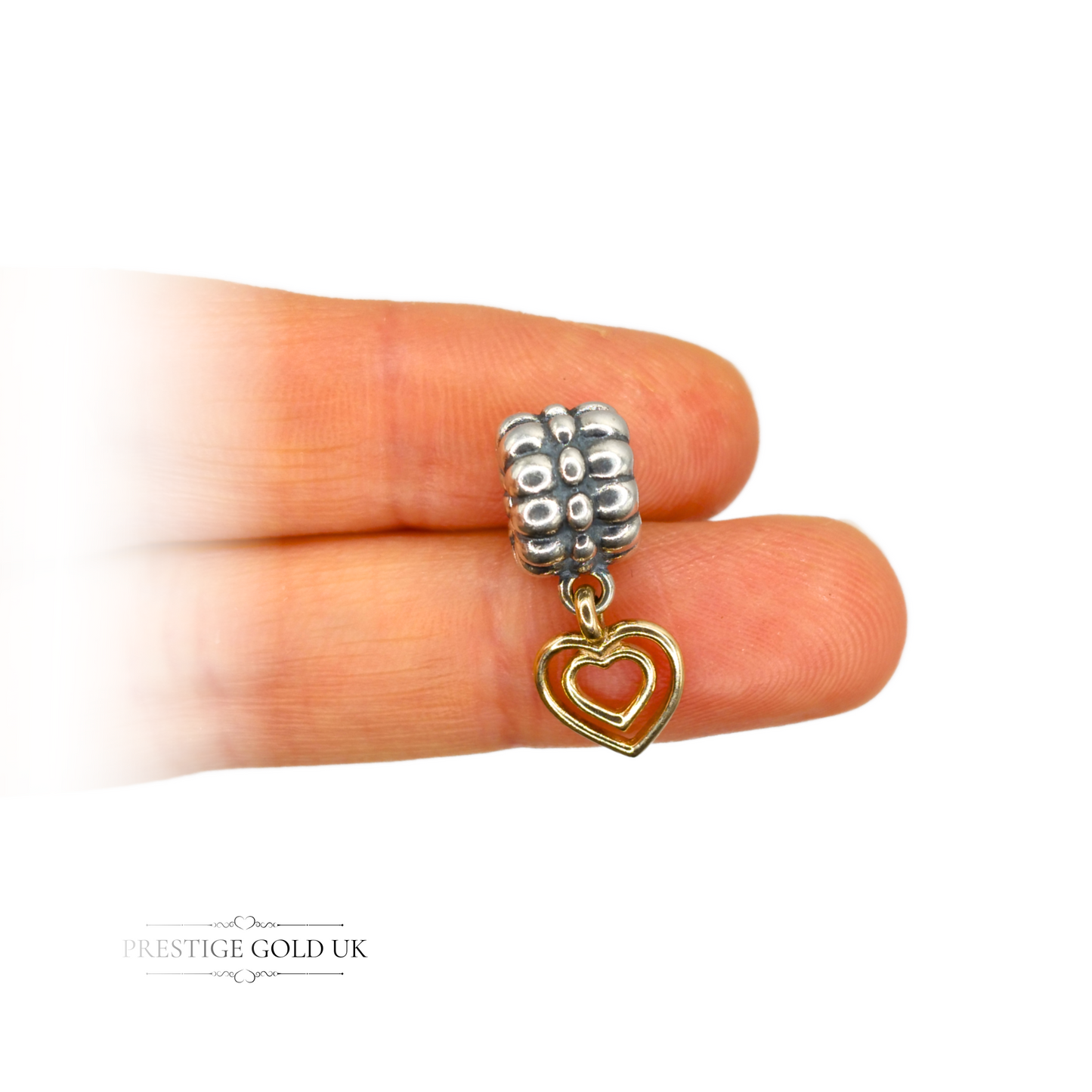 Authentic Retired Pandora Heart of Hearts Silver Charm With 14K Gold Hearts 925 ALE 790987