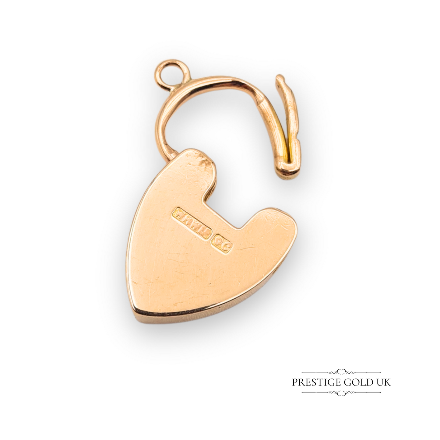 9ct Rose Gold Star of David Hand Engraved Floral Heart Padlock
