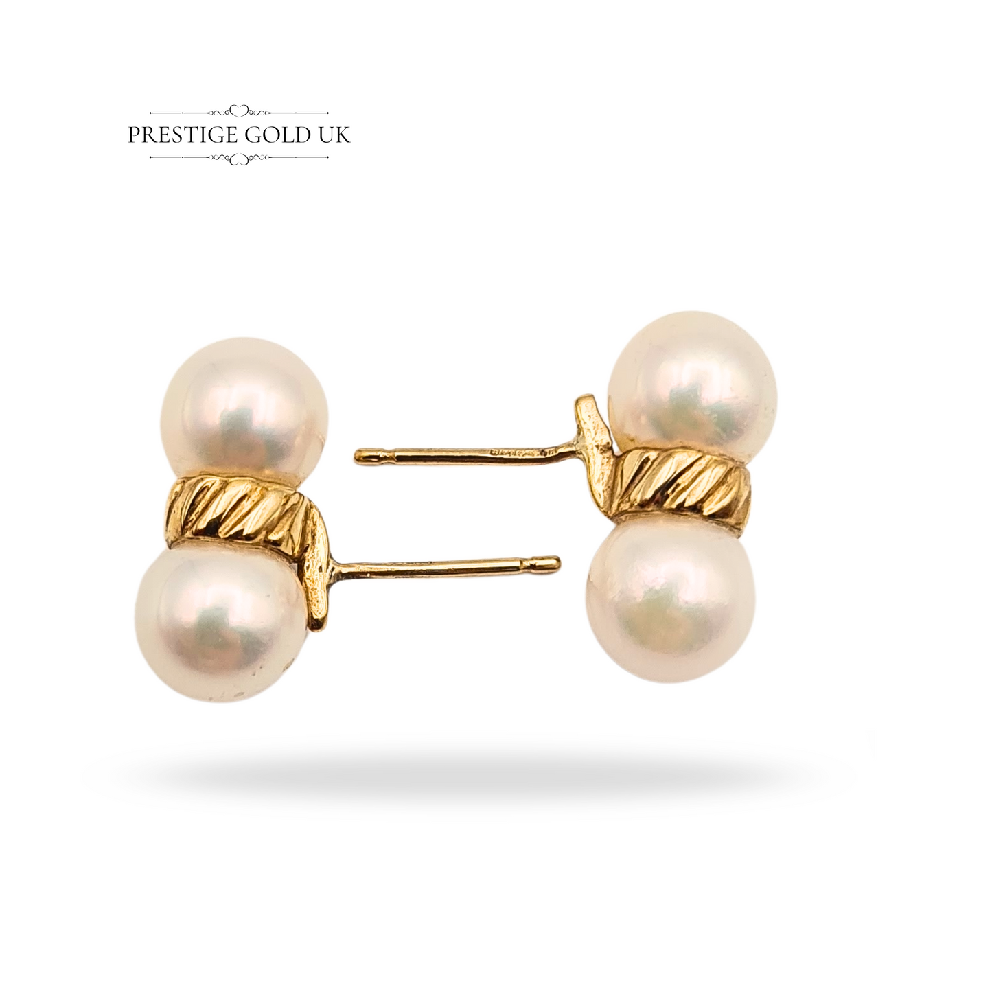 Large 9ct Gold Twin Pearl Earrings With Butterfly Backs